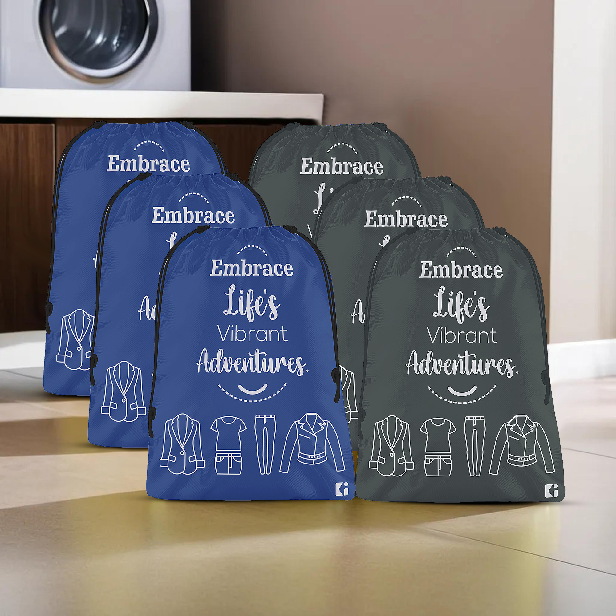 Kuber Industries Cloth Storage Bag | Storage Organizer | Travel Cloth Carrying Bag | Garments Cover for Laundry | Travel Storage Organizer for Clothing | Medium | Royal Blue & Gray