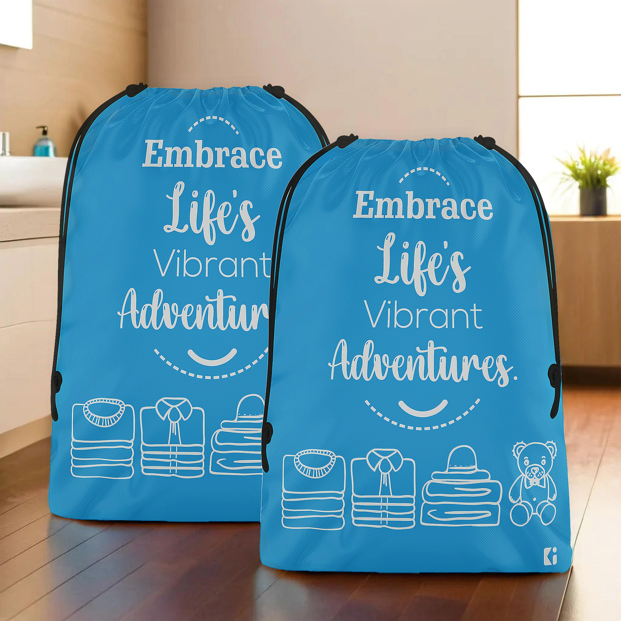 Kuber Industries Cloth Storage Bag | Storage Organizer | Travel Cloth Carrying Bag | Garments Cover for Laundry | Travel Storage Organizer Bag for Clothing | Large | Sky Blue