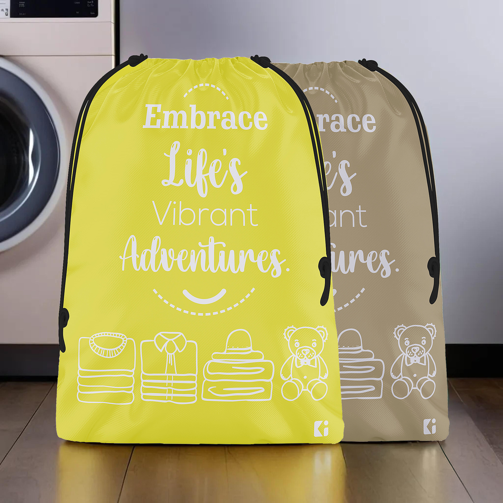 Kuber Industries Cloth Storage Bag | Storage Organizer | Travel Cloth Carrying Bag | Garments Cover for Laundry | Travel Storage Organizer for Clothing | Large | Yellow & Brown