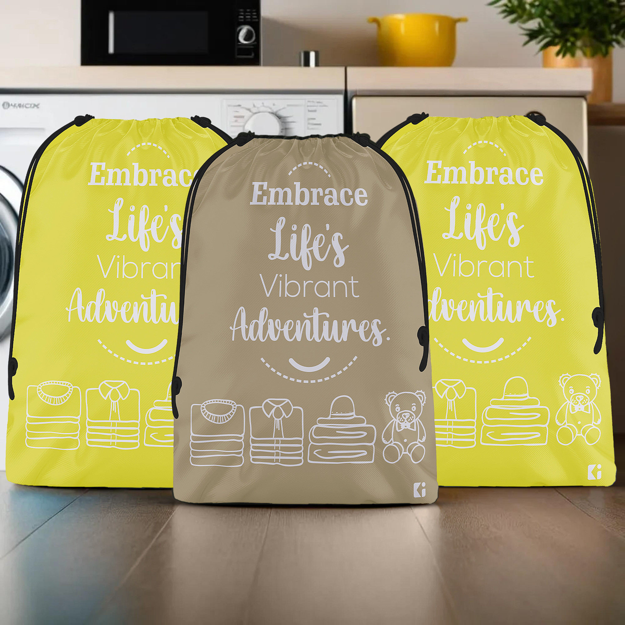 Kuber Industries Cloth Storage Bag | Storage Organizer | Travel Cloth Carrying Bag | Garments Cover for Laundry | Travel Storage Organizer for Clothing | Large | Yellow & Brown
