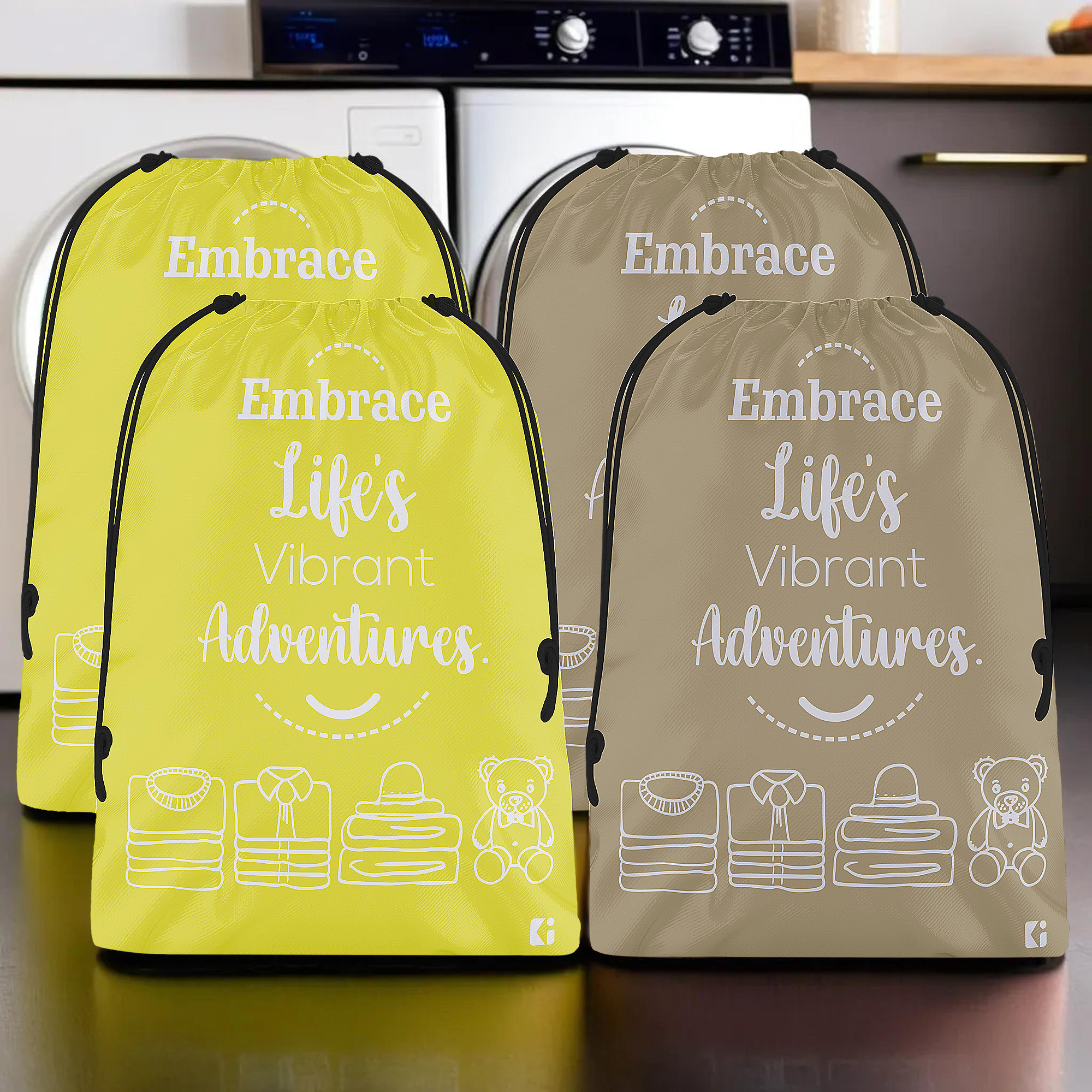 Kuber Industries Cloth Storage Bag | Storage Organizer | Travel Cloth Carrying Bag | Garments Cover for Laundry | Travel Storage Organizer for Clothing | Large | Yellow & Brown