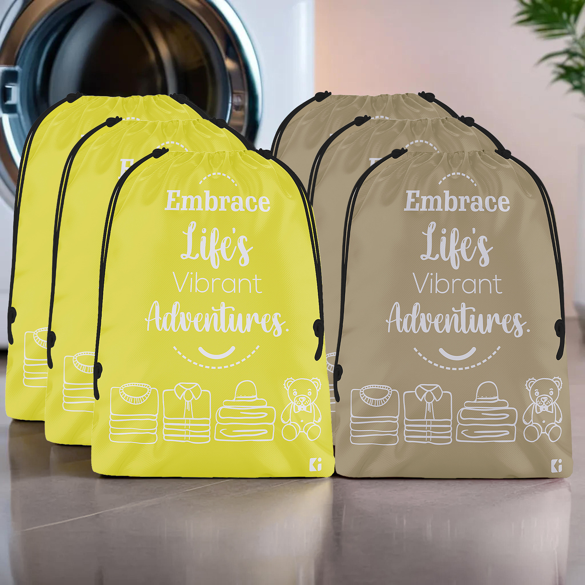 Kuber Industries Cloth Storage Bag | Storage Organizer | Travel Cloth Carrying Bag | Garments Cover for Laundry | Travel Storage Organizer for Clothing | Large | Yellow & Brown