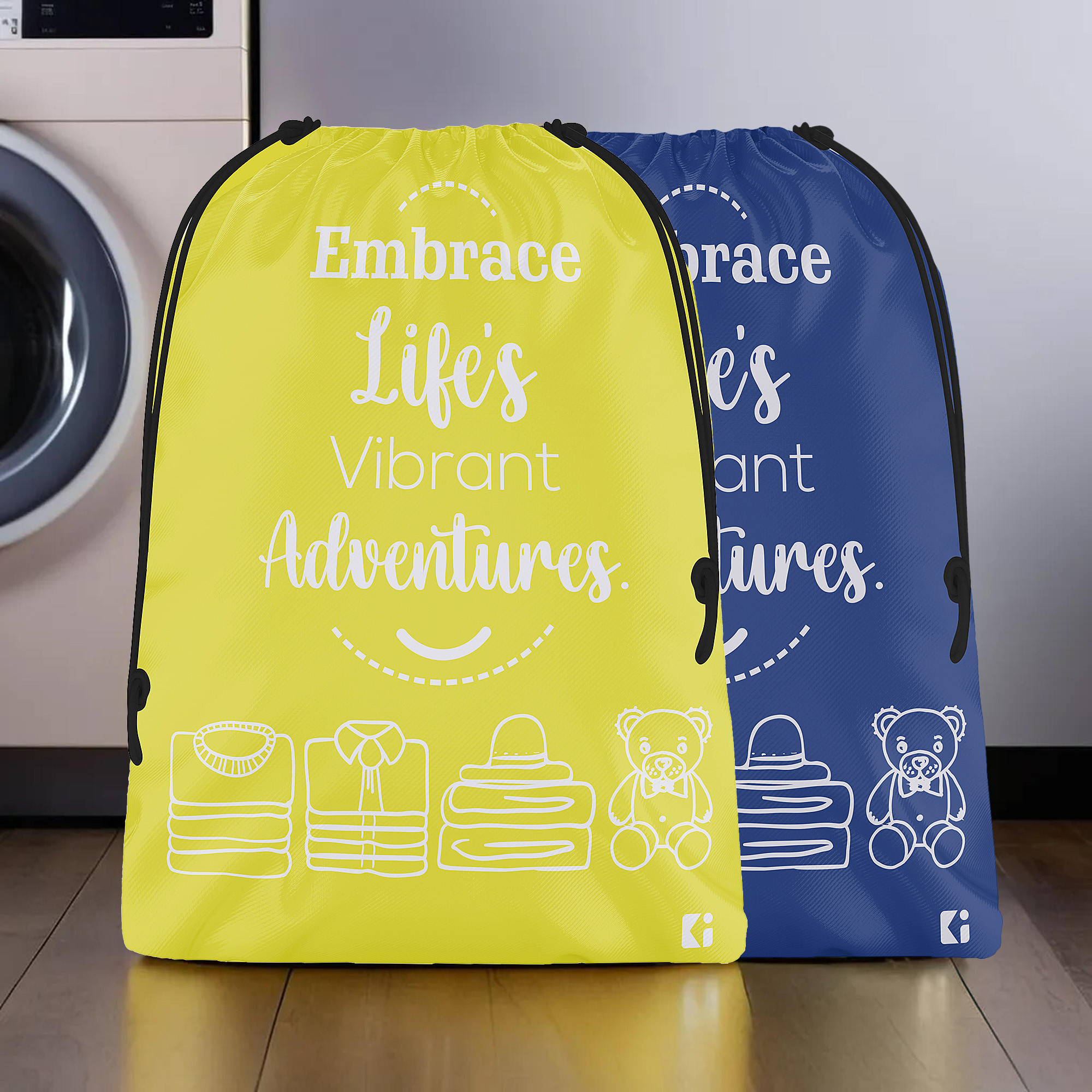Kuber Industries Cloth Storage Bag | Storage Organizer | Travel Cloth Carrying Bag | Garments Cover for Laundry | Travel Storage Organizer for Clothing | Large | Yellow & Royal Blue