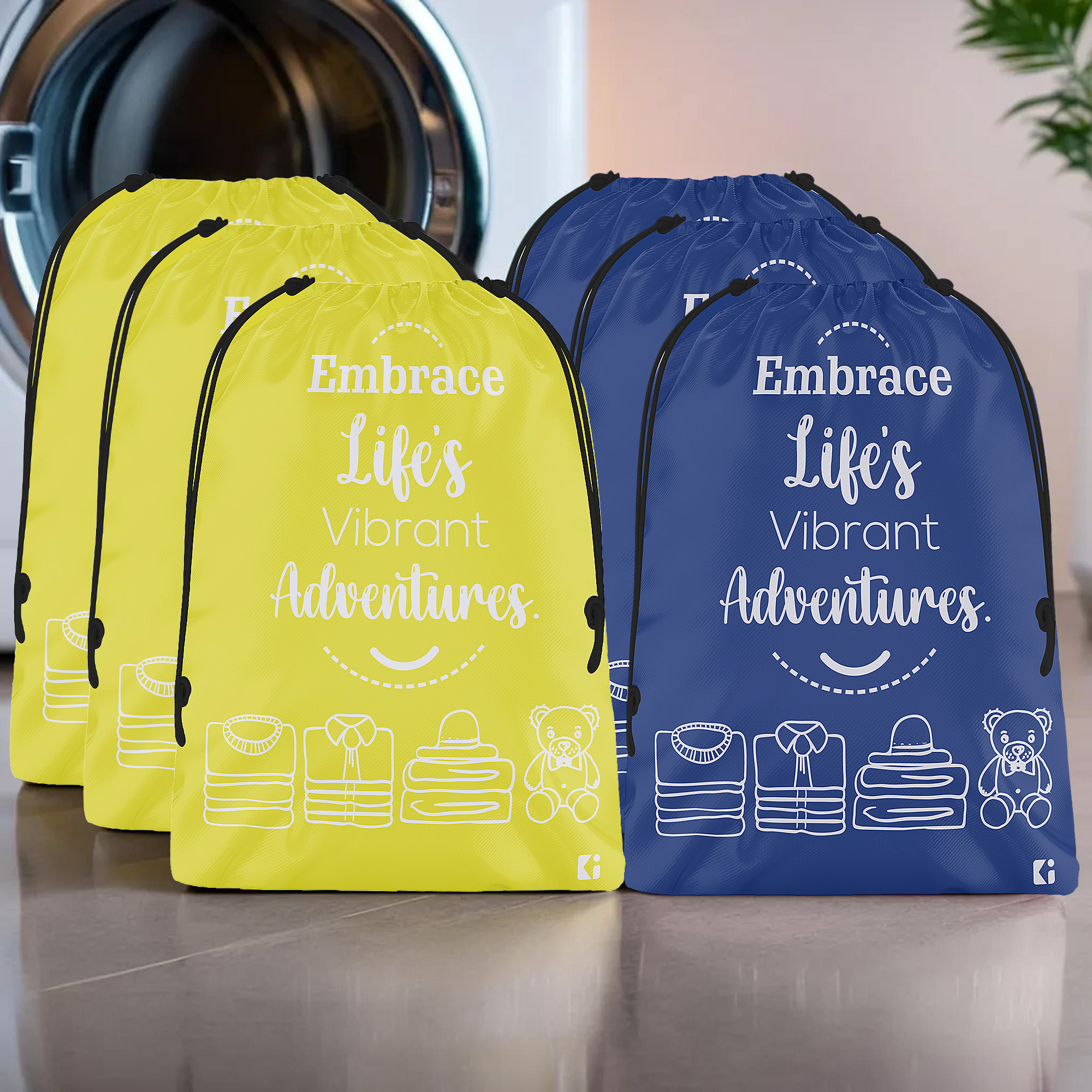 Kuber Industries Cloth Storage Bag | Storage Organizer | Travel Cloth Carrying Bag | Garments Cover for Laundry | Travel Storage Organizer for Clothing | Large | Yellow & Royal Blue