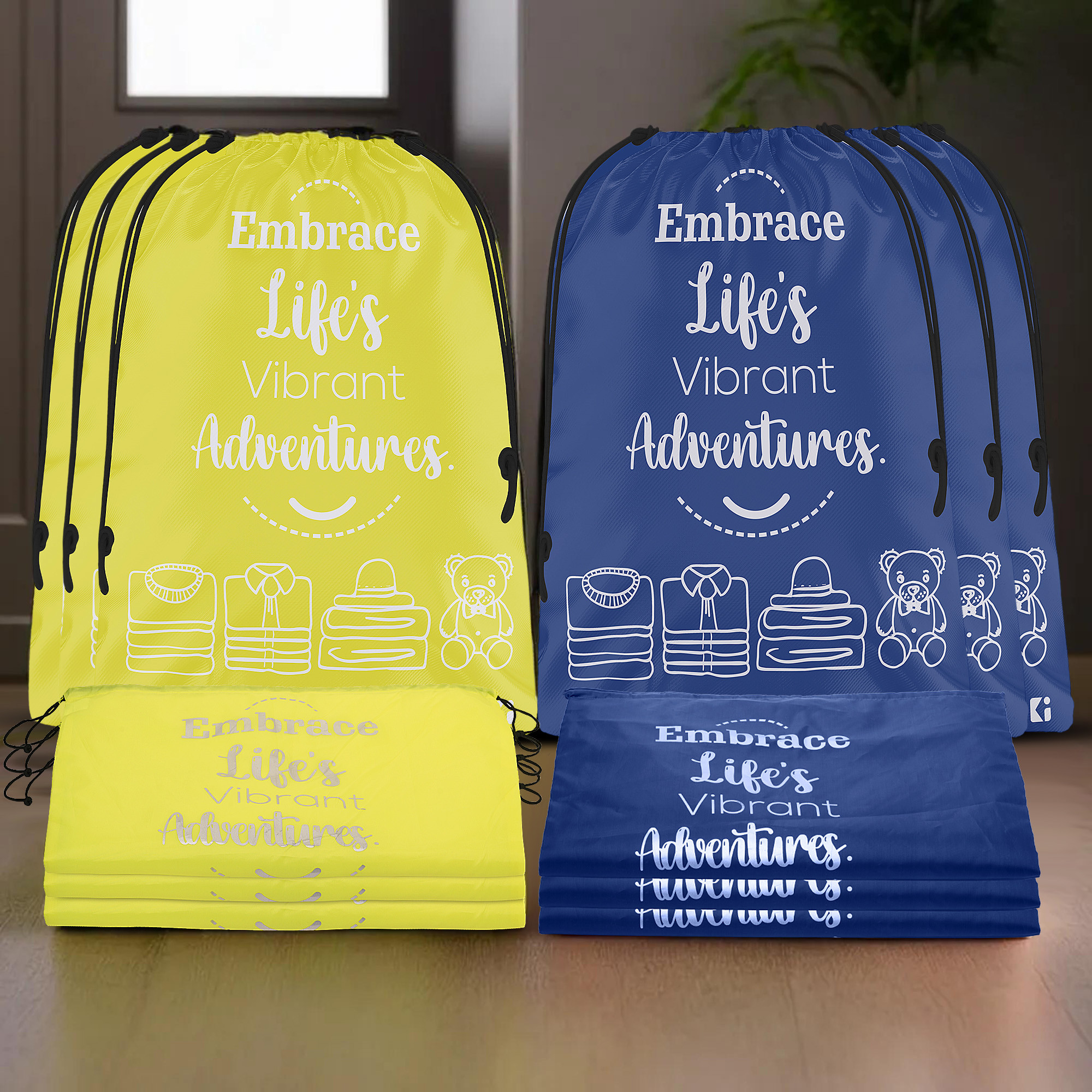 Kuber Industries Cloth Storage Bag | Storage Organizer | Travel Cloth Carrying Bag | Garments Cover for Laundry | Travel Storage Organizer for Clothing | Large | Yellow & Royal Blue
