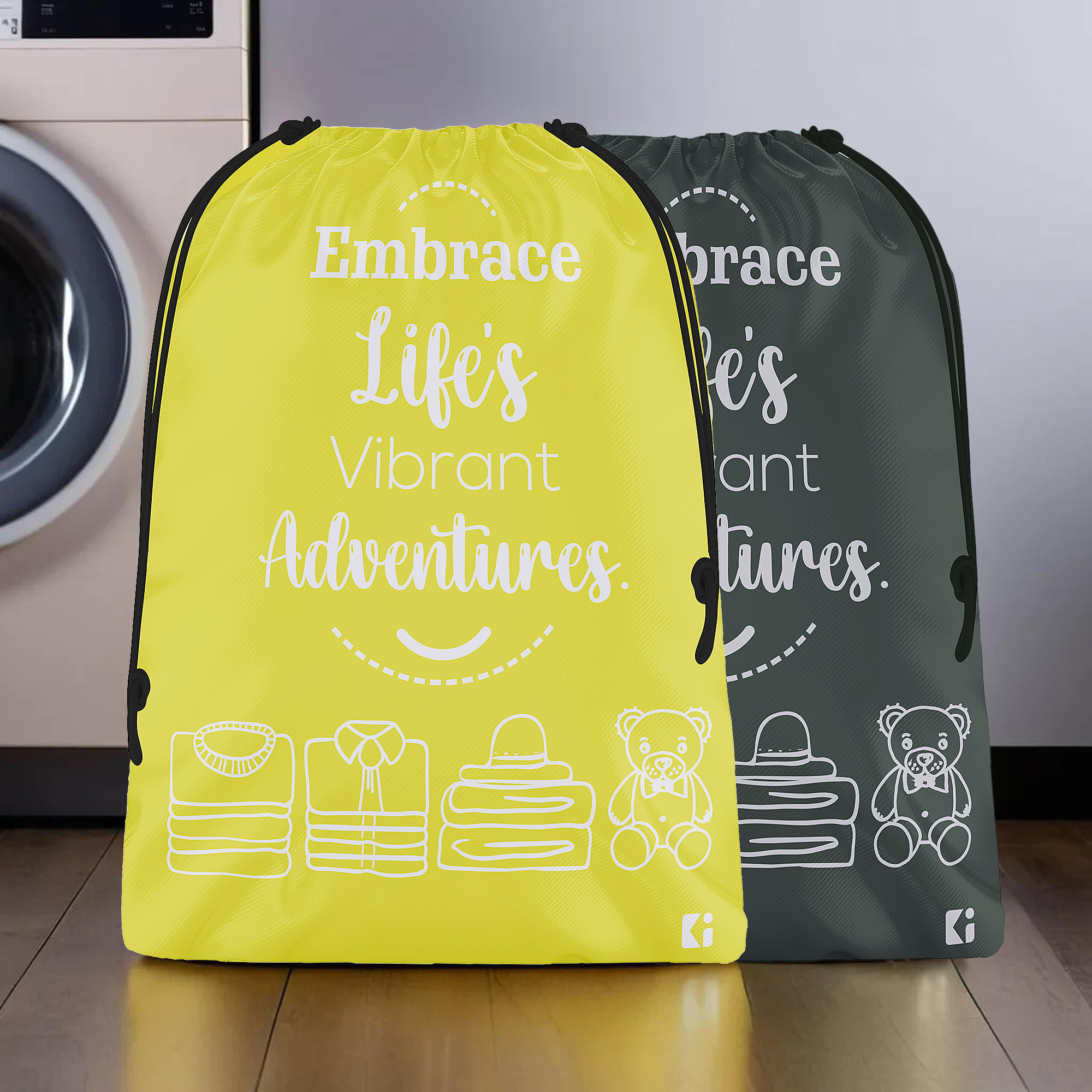 Kuber Industries Cloth Storage Bag | Storage Organizer | Travel Cloth Carrying Bag | Garments Cover for Laundry | Travel Storage Organizer for Clothing | Large | Yellow & Gray