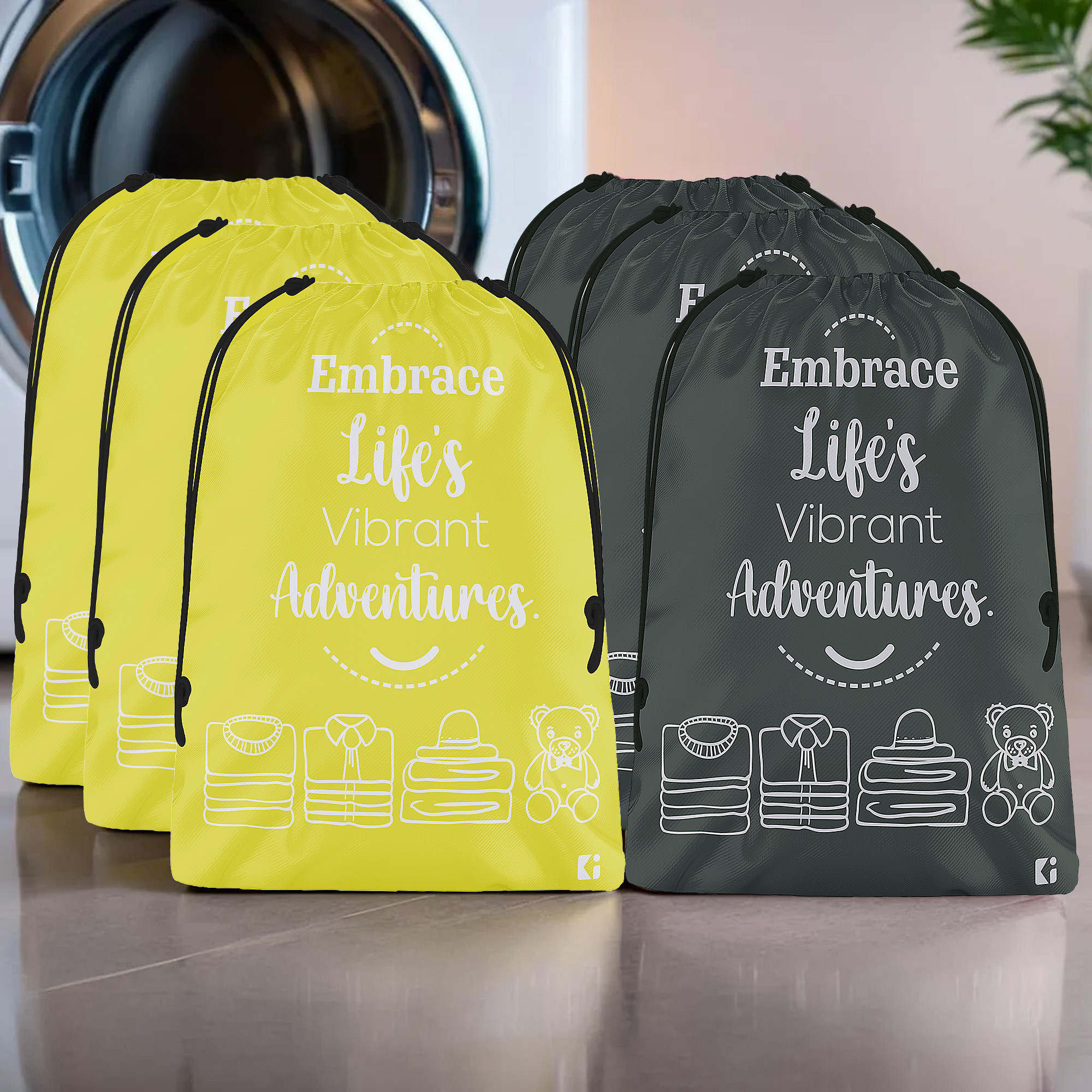 Kuber Industries Cloth Storage Bag | Storage Organizer | Travel Cloth Carrying Bag | Garments Cover for Laundry | Travel Storage Organizer for Clothing | Large | Yellow & Gray