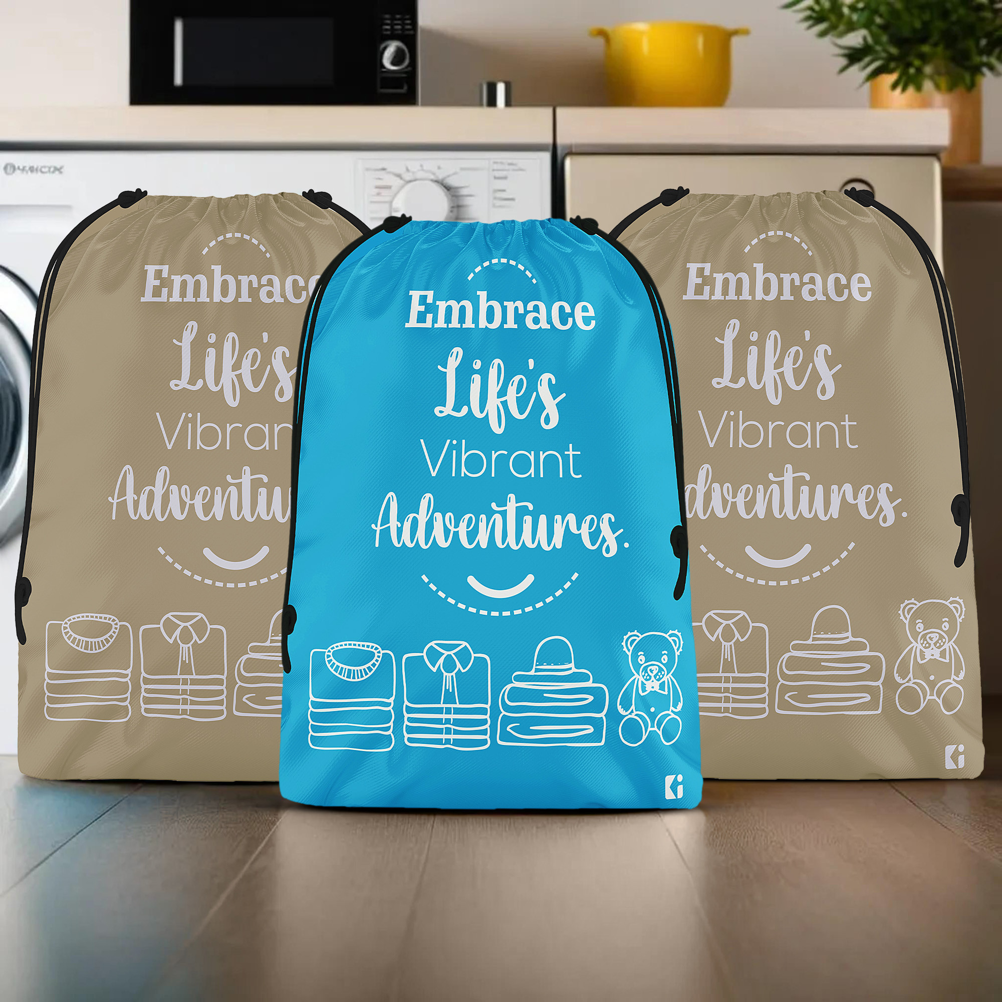 Kuber Industries Cloth Storage Bag | Storage Organizer | Travel Cloth Carrying Bag | Garments Cover for Laundry | Travel Storage Organizer for Clothing | Large | Brown & Sky Blue