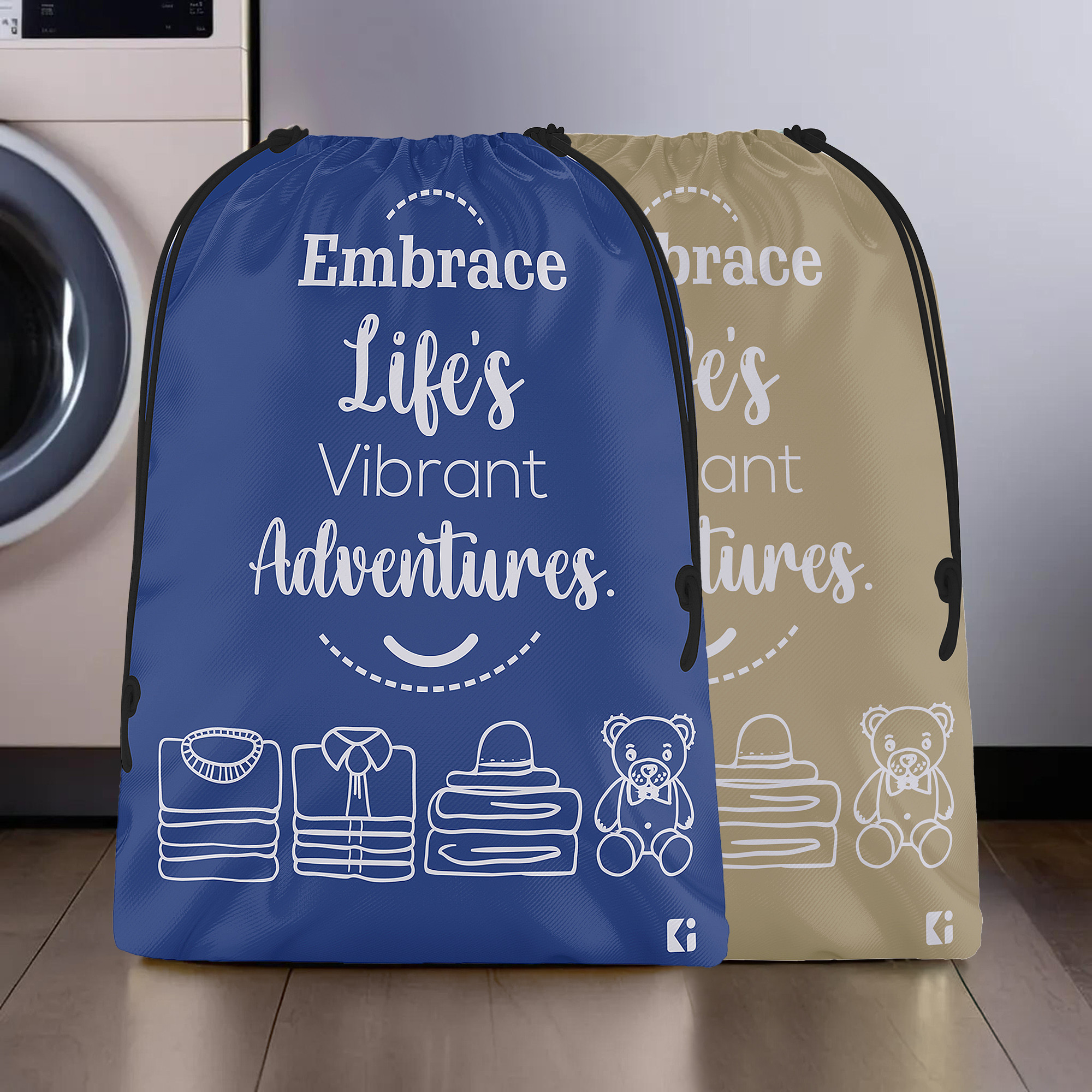 Kuber Industries Cloth Storage Bag | Storage Organizer | Travel Cloth Carrying Bag | Garments Cover for Laundry | Travel Storage Organizer for Clothing | Large | Brown & Royal Blue