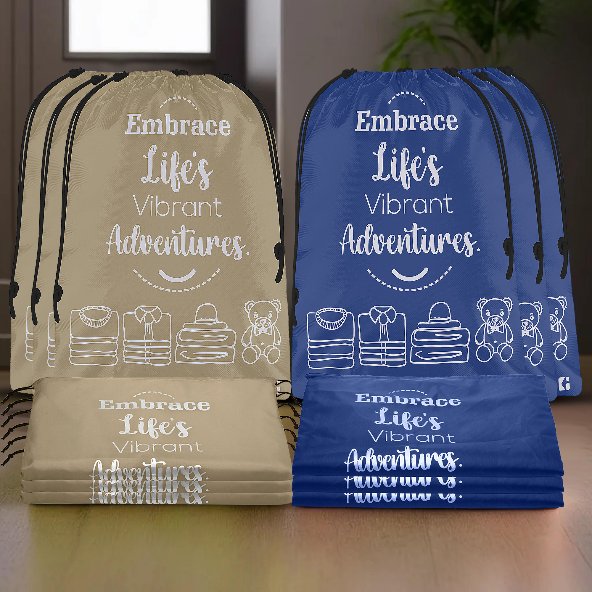 Kuber Industries Cloth Storage Bag | Storage Organizer | Travel Cloth Carrying Bag | Garments Cover for Laundry | Travel Storage Organizer for Clothing | Large | Brown & Royal Blue