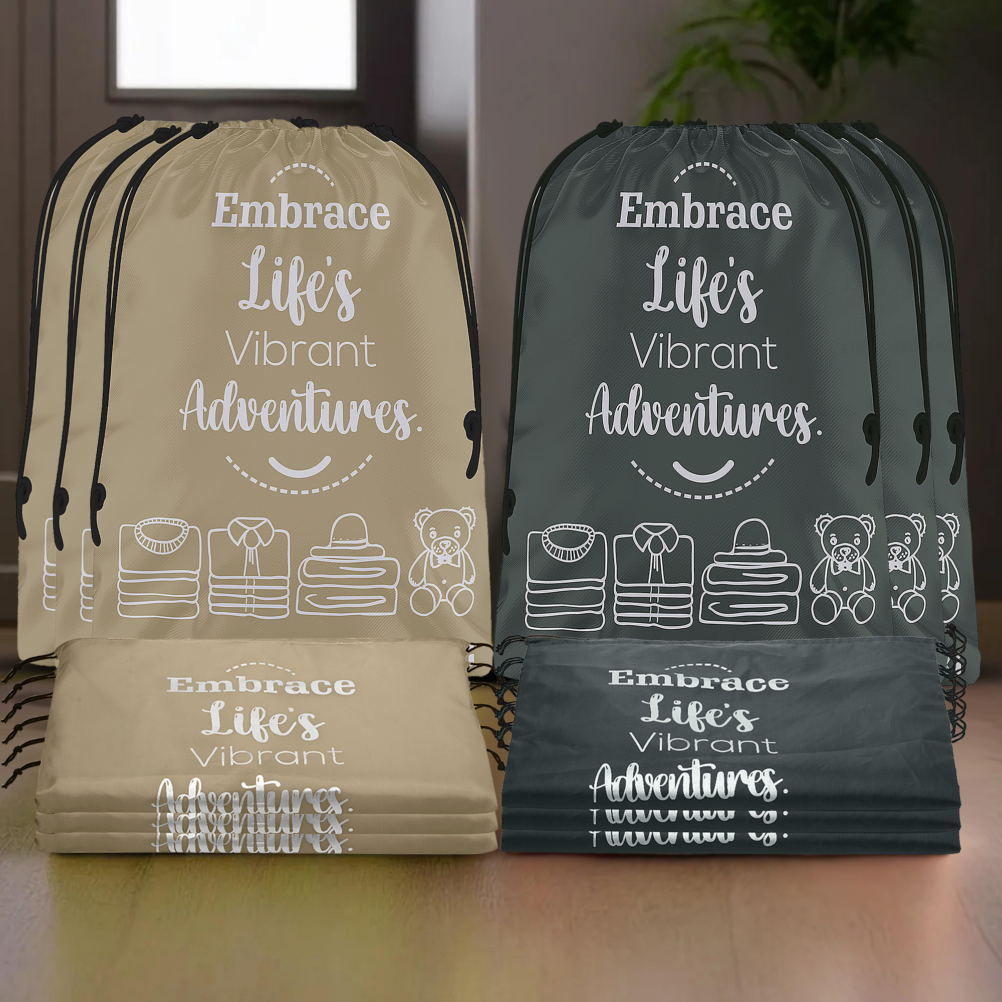 Kuber Industries Cloth Storage Bag | Storage Organizer | Travel Cloth Carrying Bag | Garments Cover for Laundry | Travel Storage Organizer for Clothing | Large | Brown & Gray