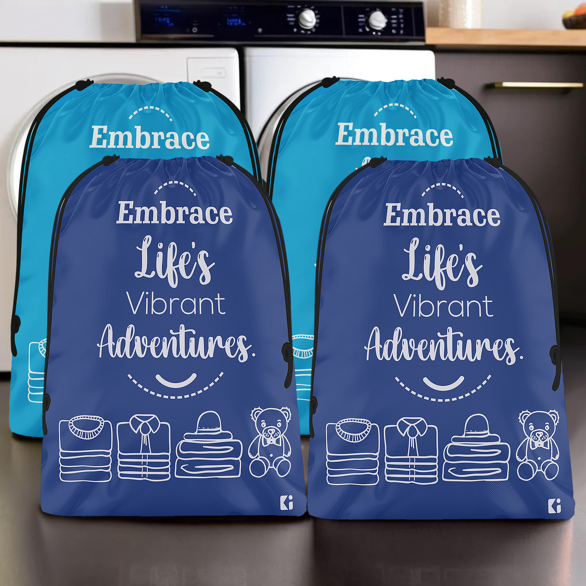 Kuber Industries Cloth Storage Bag | Storage Organizer | Travel Cloth Carrying Bag | Garments Cover for Laundry | Travel Storage Organizer for Clothing | Large | Sky & Royal Blue