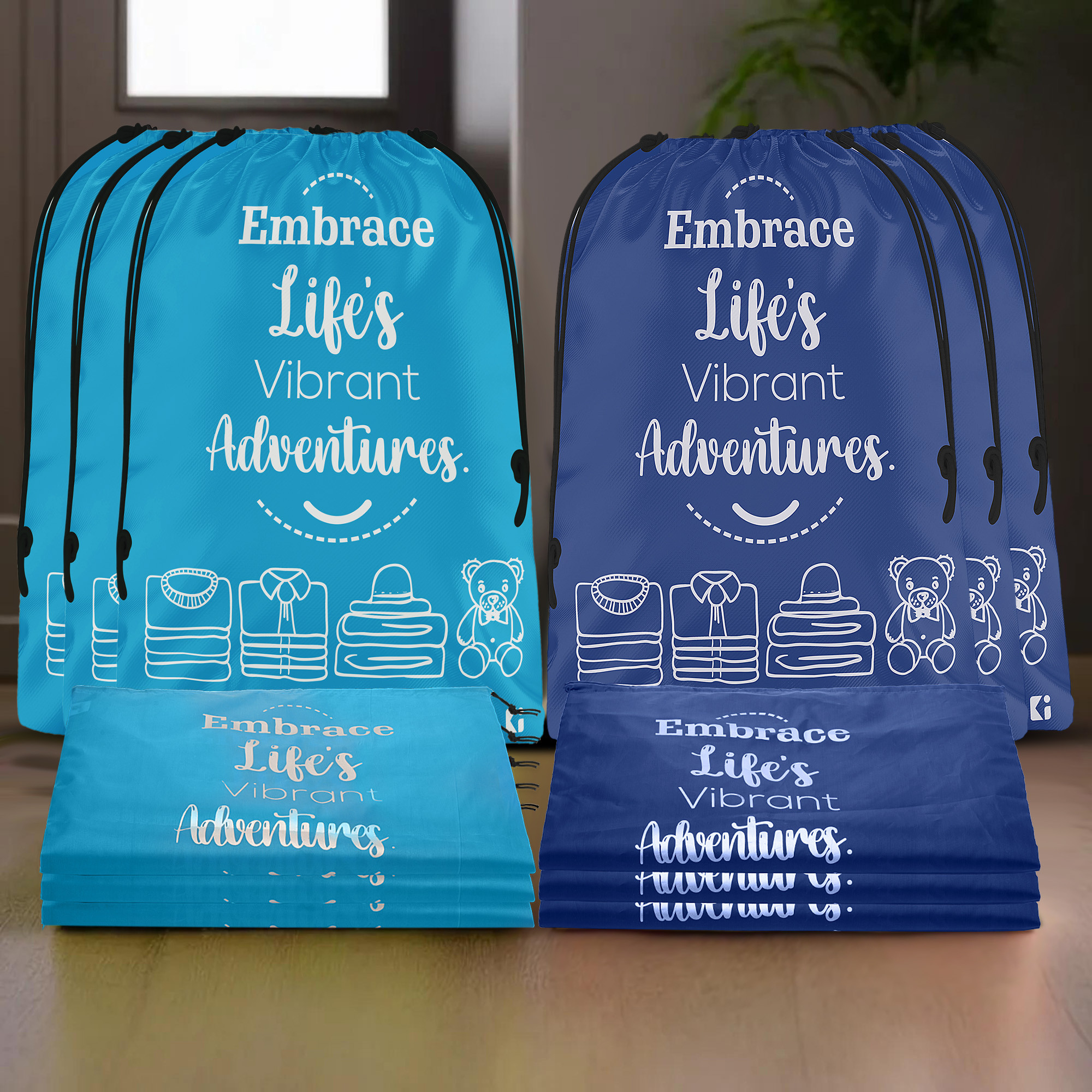 Kuber Industries Cloth Storage Bag | Storage Organizer | Travel Cloth Carrying Bag | Garments Cover for Laundry | Travel Storage Organizer for Clothing | Large | Sky & Royal Blue