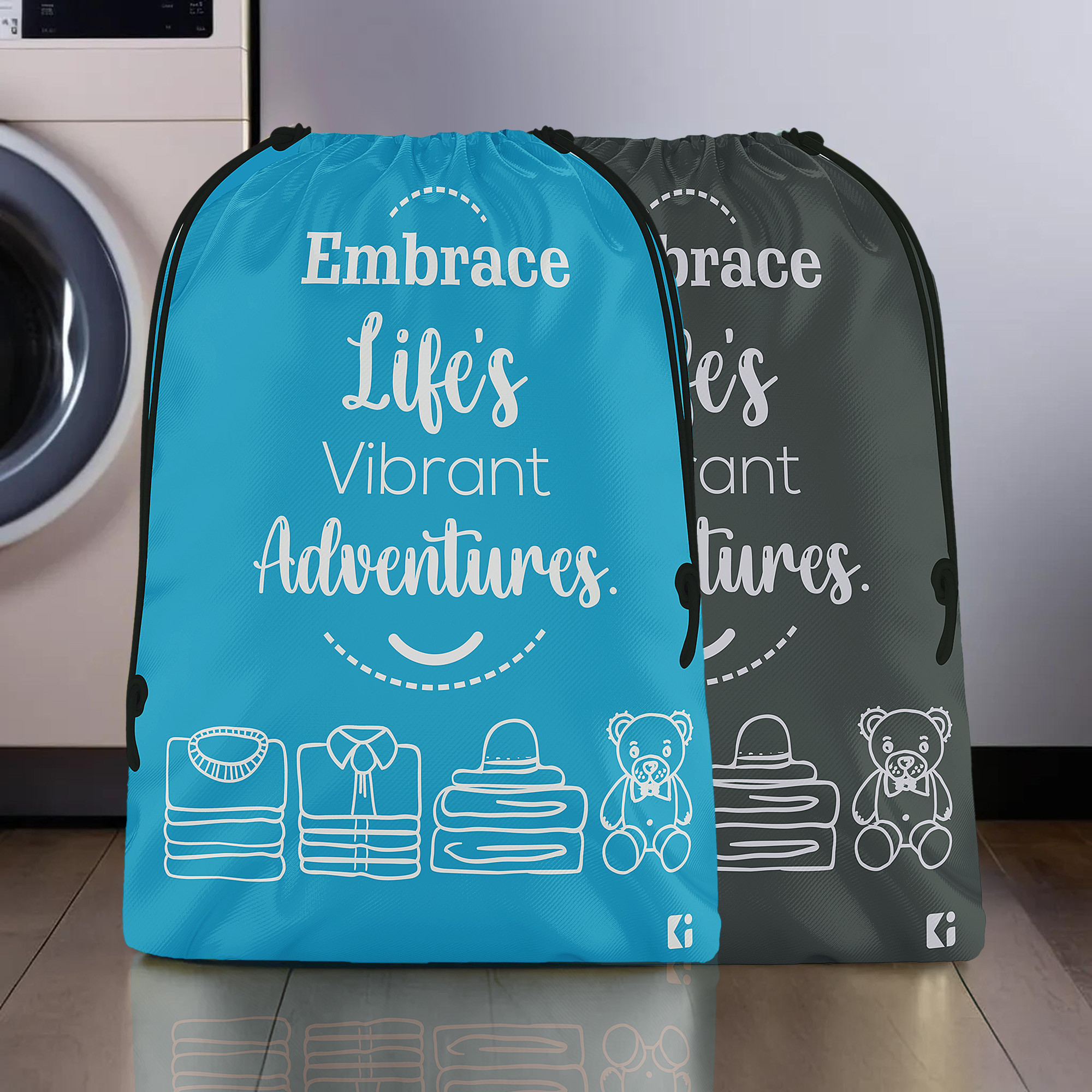 Kuber Industries Cloth Storage Bag | Storage Organizer | Travel Cloth Carrying Bag | Garments Cover for Laundry | Travel Storage Organizer for Clothing | Large | Sky Blue & Gray