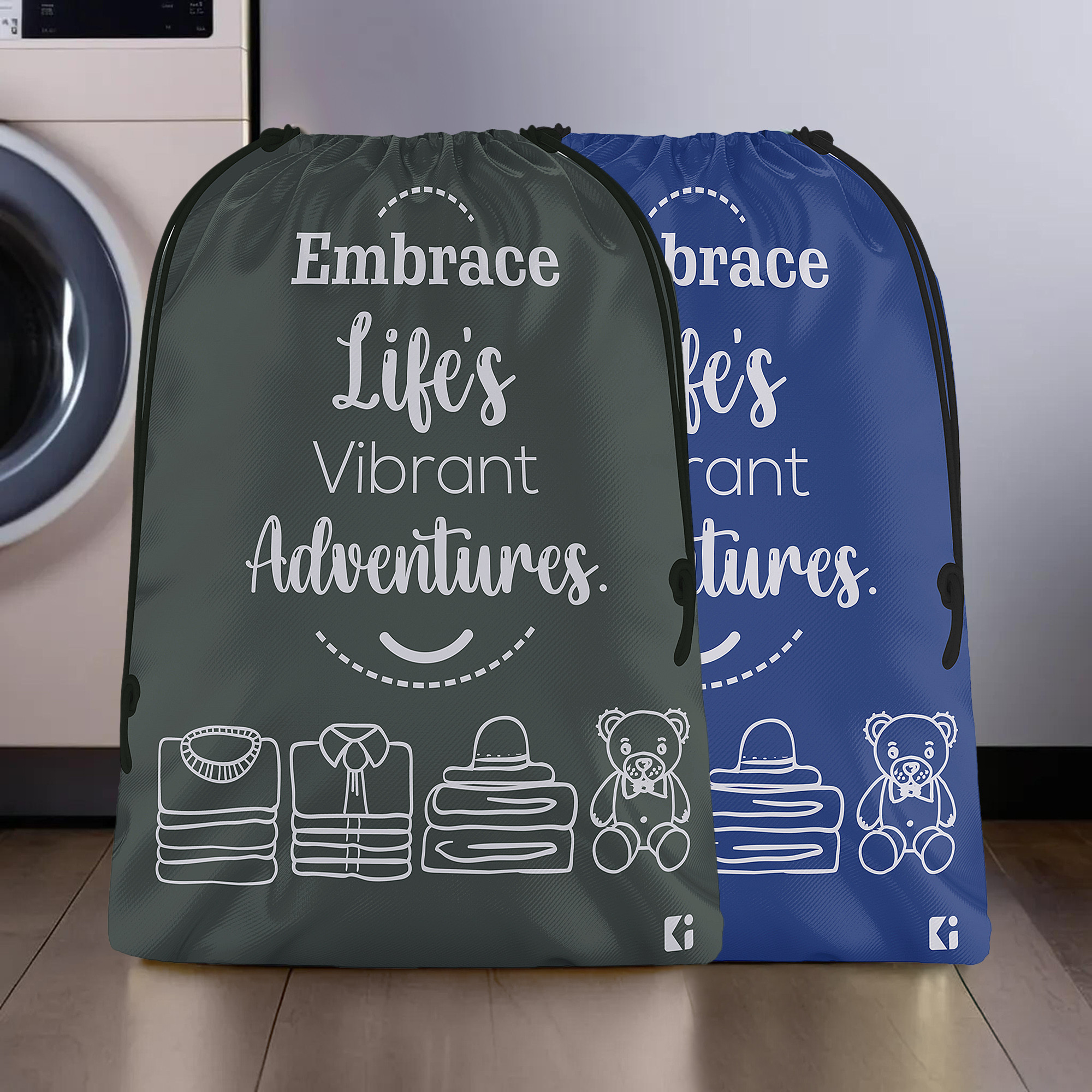 Kuber Industries Cloth Storage Bag | Storage Organizer | Travel Cloth Carrying Bag | Garments Cover for Laundry | Travel Storage Organizer for Clothing | Large | Royal Blue & Gray