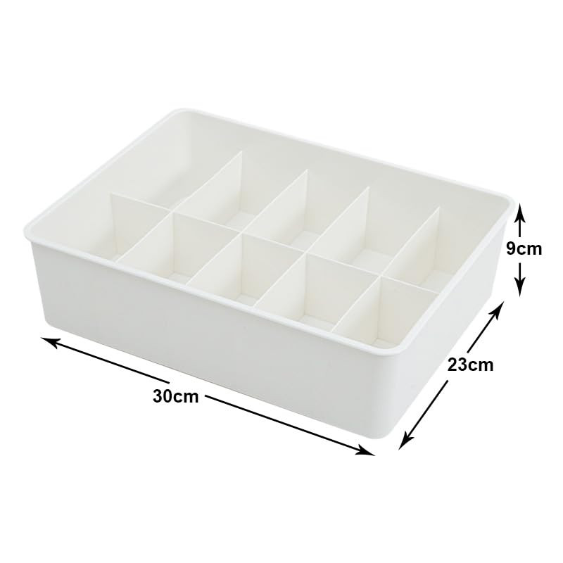 Kuber Industries Cloth Storage Box 10 Compartment with Lid|Wardrobe Organizer For clothes (White)