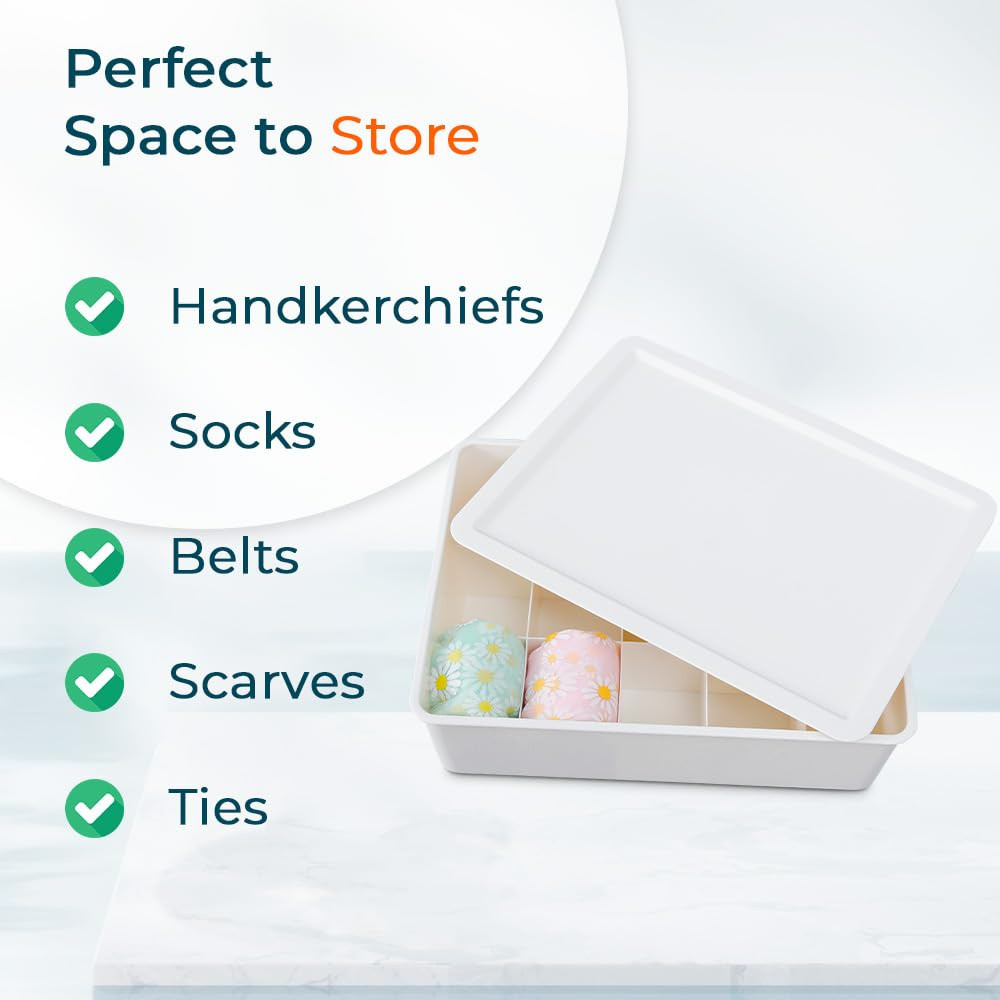Kuber Industries Cloth Storage Box 15 Compartment with Lid|Wardrobe Organizer For clothes (White)