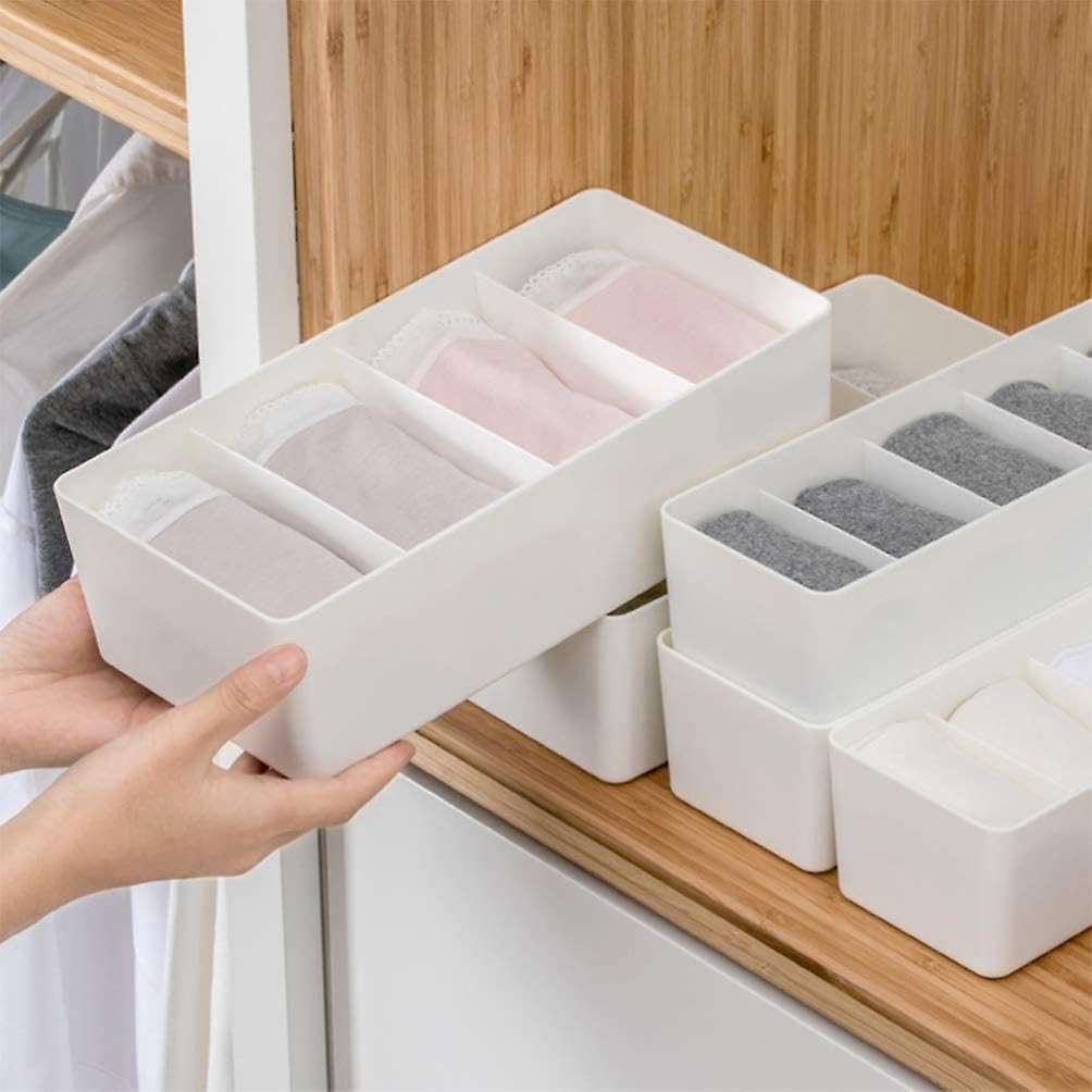Kuber Industries Cloth Storage Box 4 GridDrawer Divider|Wardrobe Organizer For clothes (White)