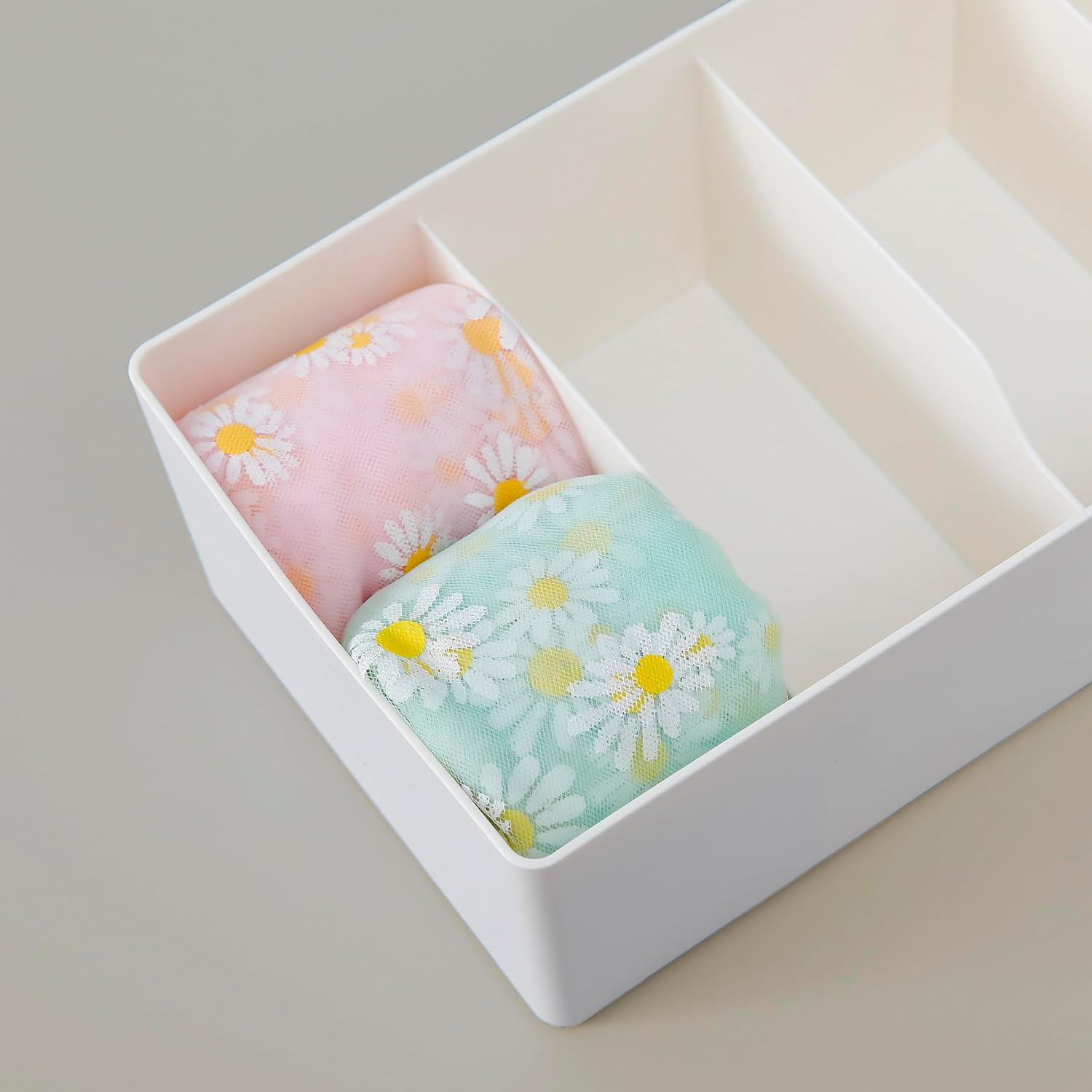 Kuber Industries Cloth Storage Box 4 GridDrawer Divider|Wardrobe Organizer For clothes (White)