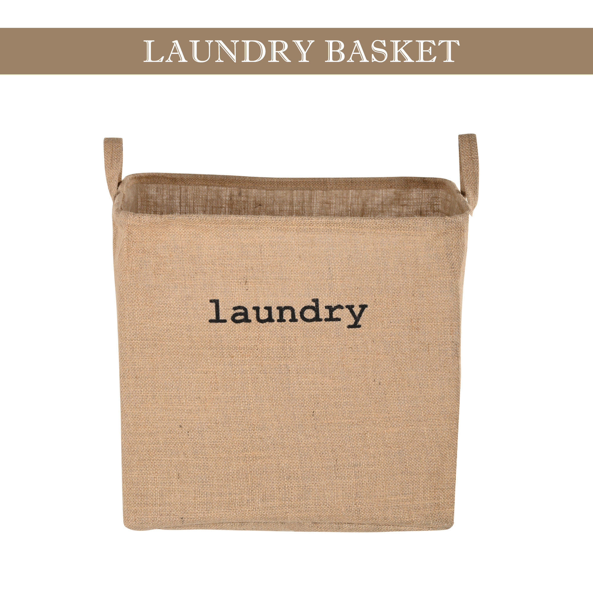 Kuber Industries Clothes Basket  55 LTR  Toy Basket  Washing Cloth Basket  Jute Fabric  Dirty Clothes Bag  Square Foldable Laundry Bag  Small  Storage Hamper with Handles  Brown