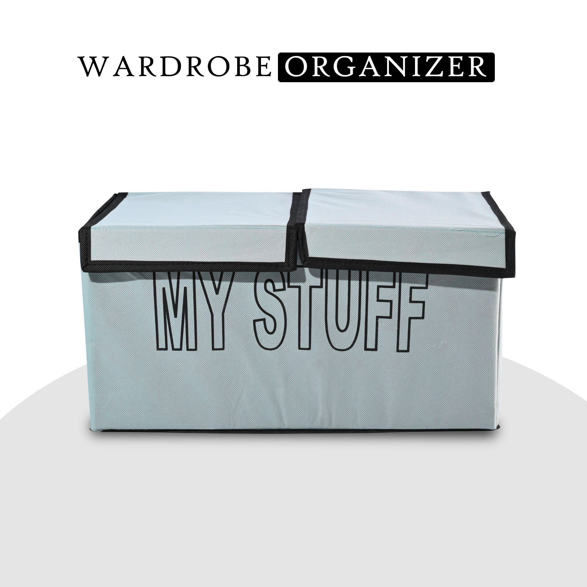 Kuber Industries Clothes Wardrobe Organizer Large Foldable Double Lid Drawer Organiser  2-Compartments  Non-Woven Cupboard Organiser  Clothes Organizer  My Stuff  Grey