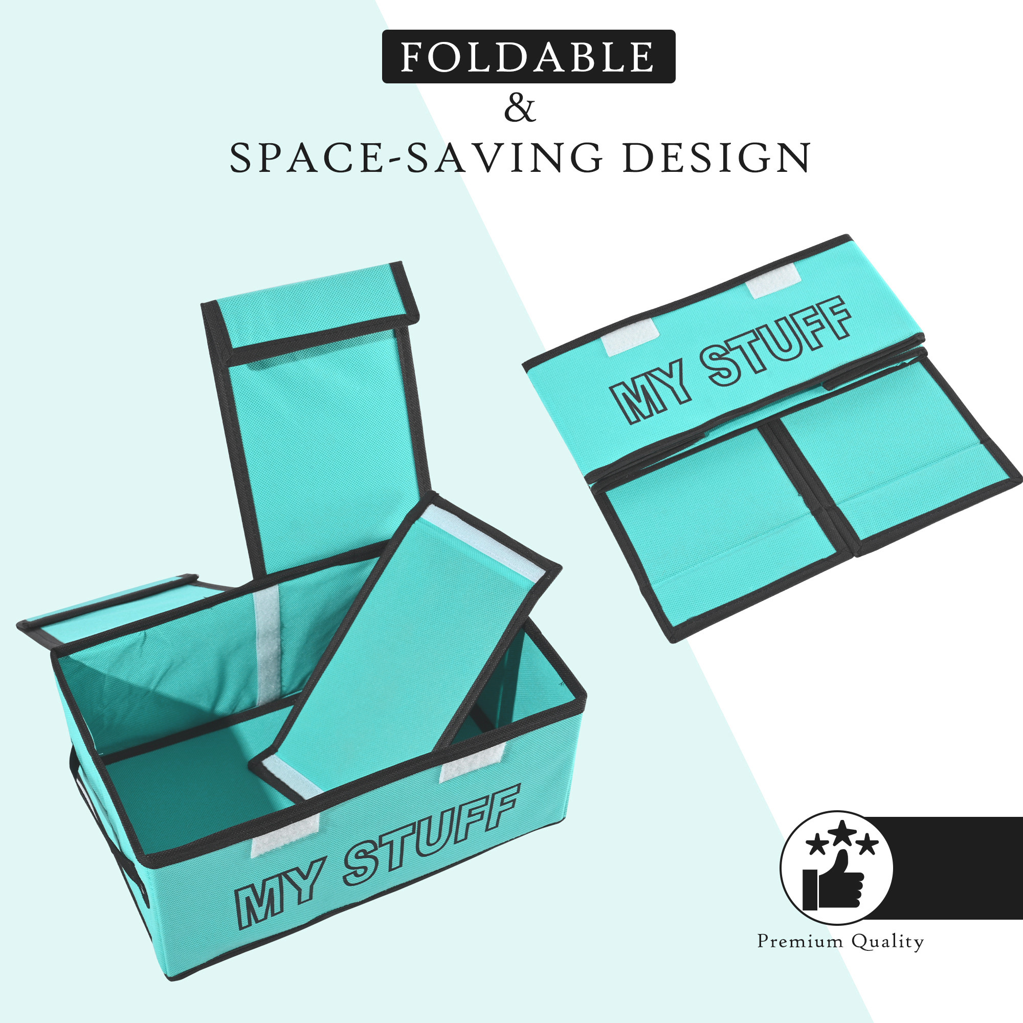 Kuber Industries Clothes Wardrobe Organizer Large Foldable Double Lid Drawer Organiser  2-Compartments  Non-Woven Cupboard Organiser  Clothes Organizer  My Stuff  Reliance Green