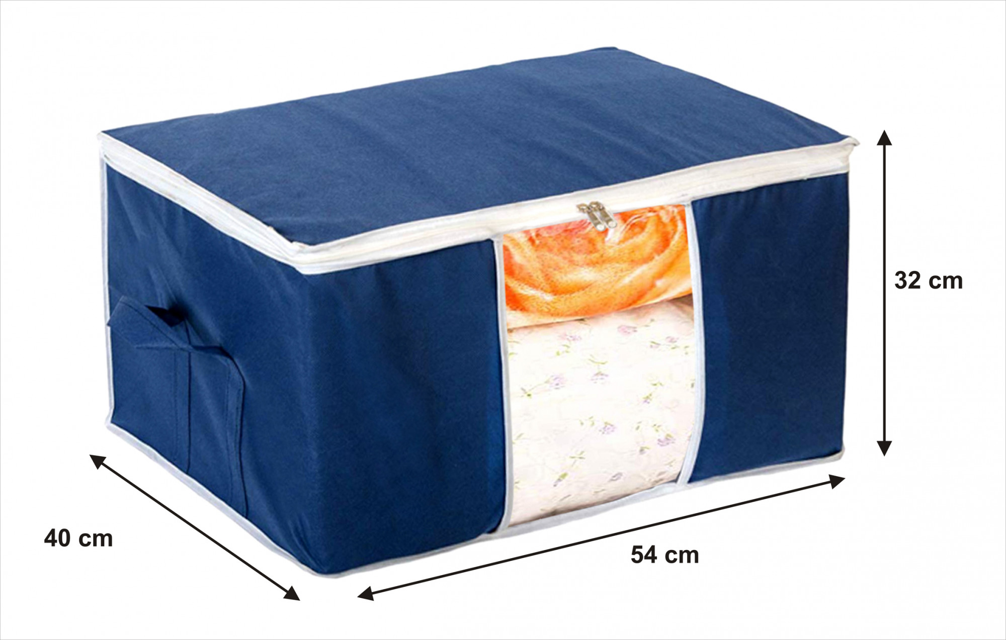 Kuber Industries Clothing Storage Bags, Under Bed Foldable Organizer, Store Blankets, Clothes With Tranasparent Window-(Navy Blue)-HS_38_KUBMART21707