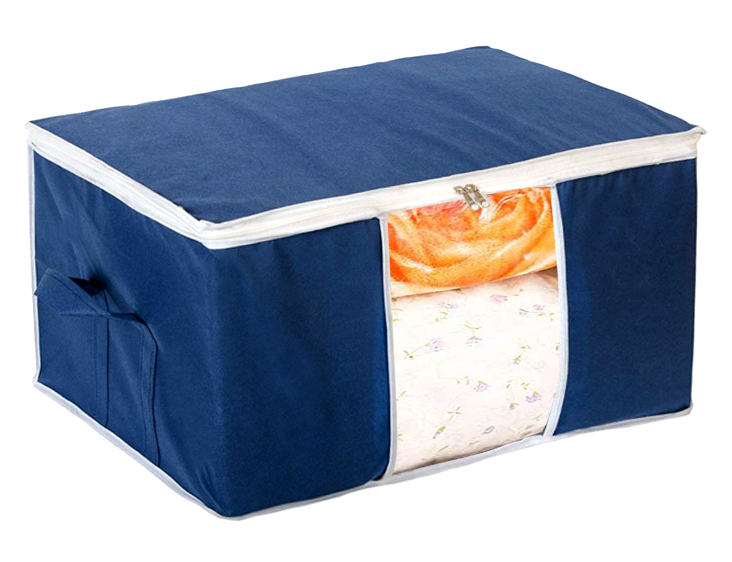 Kuber Industries Clothing Storage Bags, Under Bed Foldable Organizer, Store Blankets, Clothes With Tranasparent Window-(Navy Blue)-HS_38_KUBMART21707