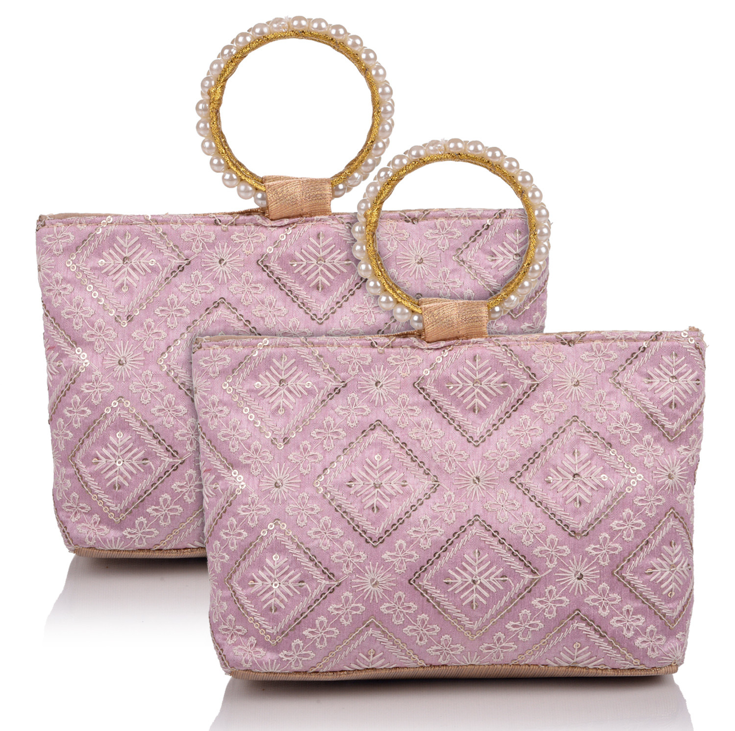 Kuber Industries Clutch Bag|Zig Zag Chicken Silk Embroidery Hand Purse|Wedding Clutch Purse With Moti Churi Handle (Purple)