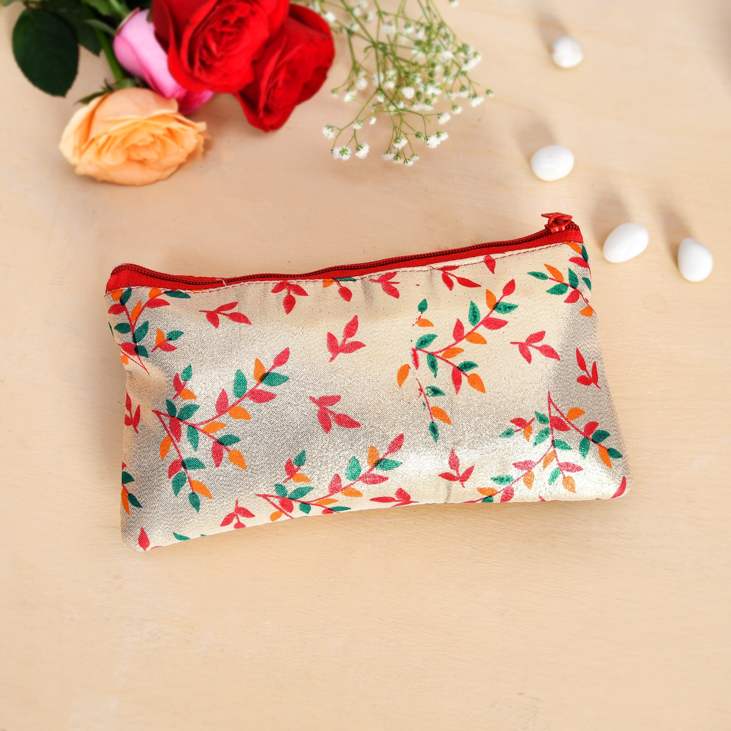 Kuber Industries Clutch Purse | Traditional Hand Purse | Silk Shagun Hand Bag | Gifts Hand Purse | Hand Wallet Clutch | Ladies Hand Purse | Shining Leaf Chain Purse |Golden