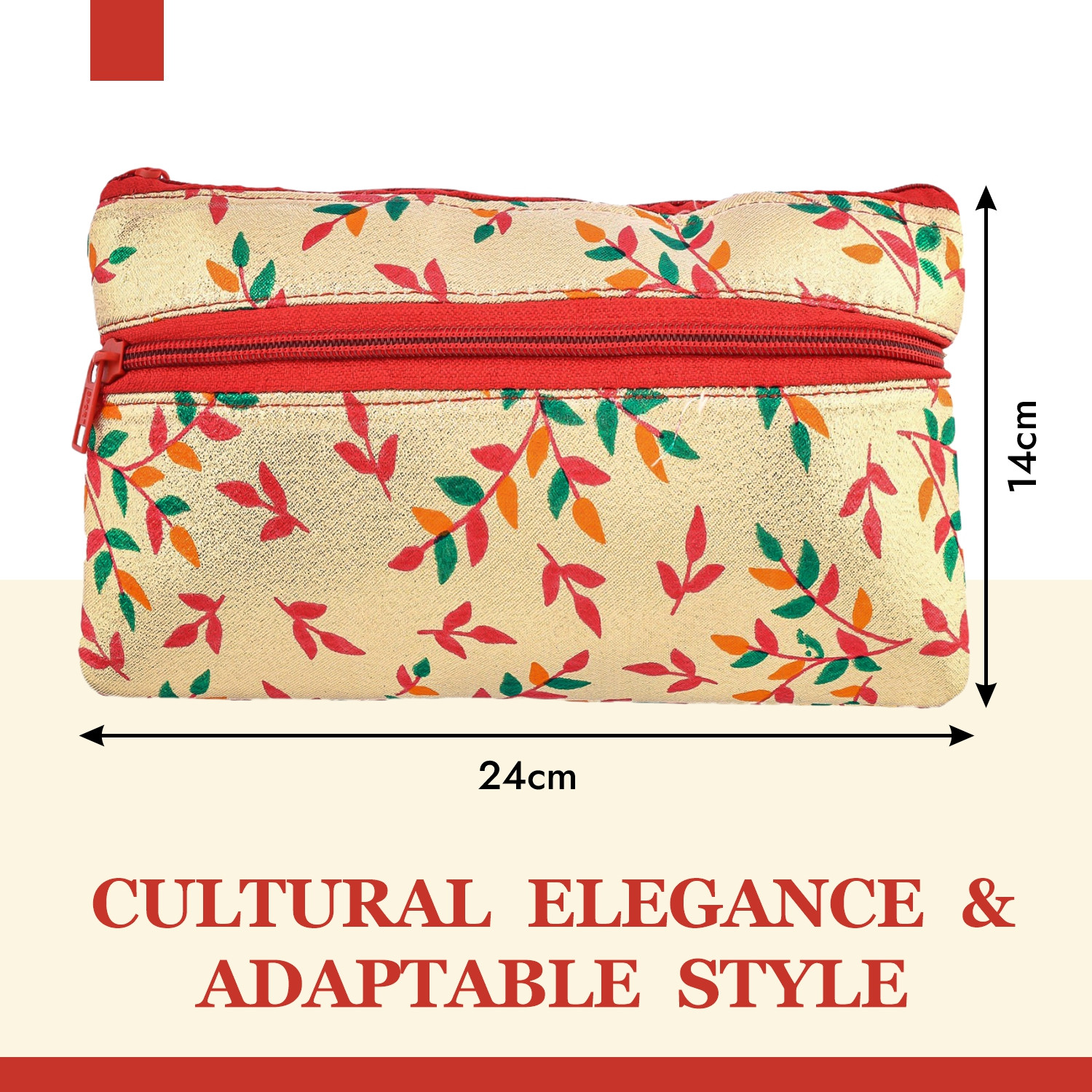 Kuber Industries Clutch Purse | Traditional Hand Purse | Silk Shagun Hand Bag | Gifts Hand Purse | Hand Wallet Clutch | Ladies Hand Purse | Shining Leaf Chain Purse |Golden