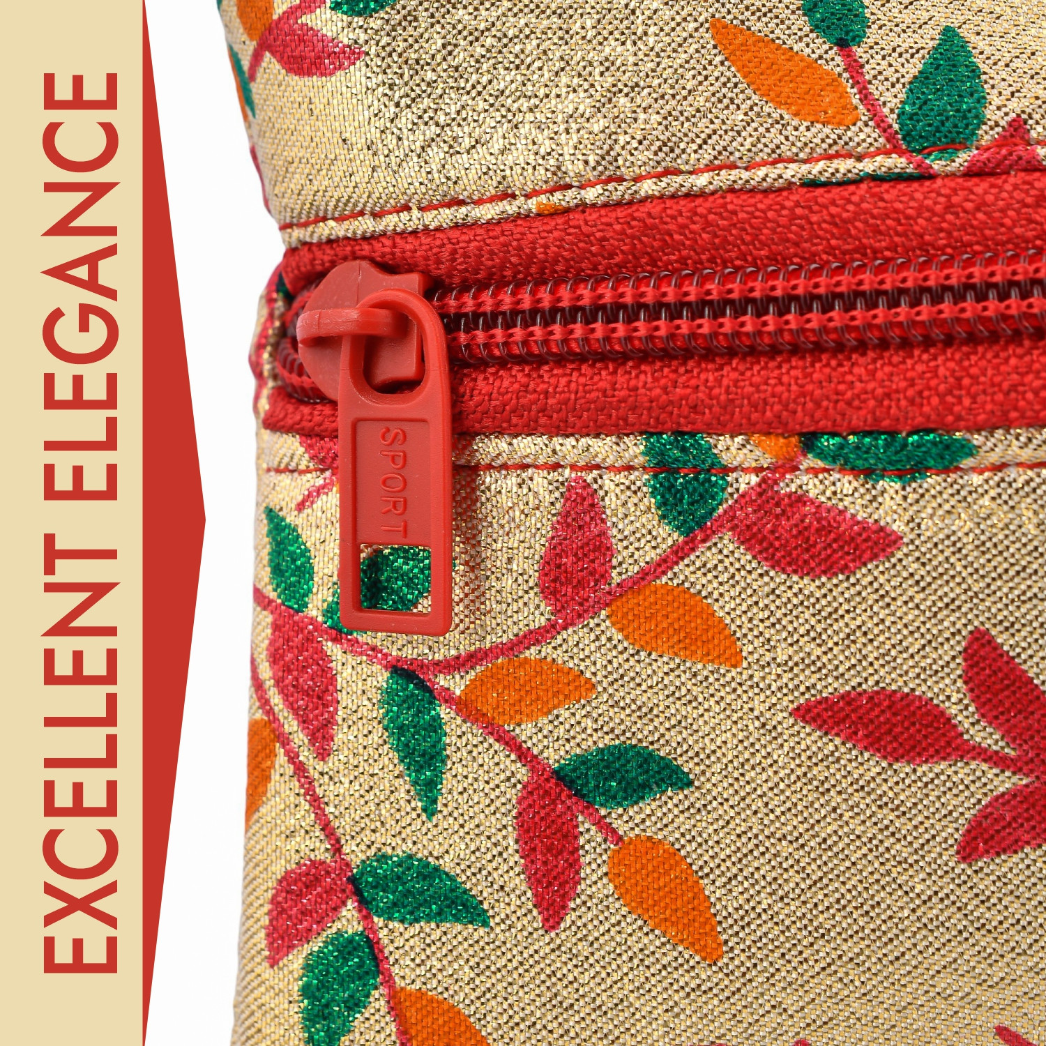 Kuber Industries Clutch Purse | Traditional Hand Purse | Silk Shagun Hand Bag | Gifts Hand Purse | Hand Wallet Clutch | Ladies Hand Purse | Shining Leaf Chain Purse |Golden