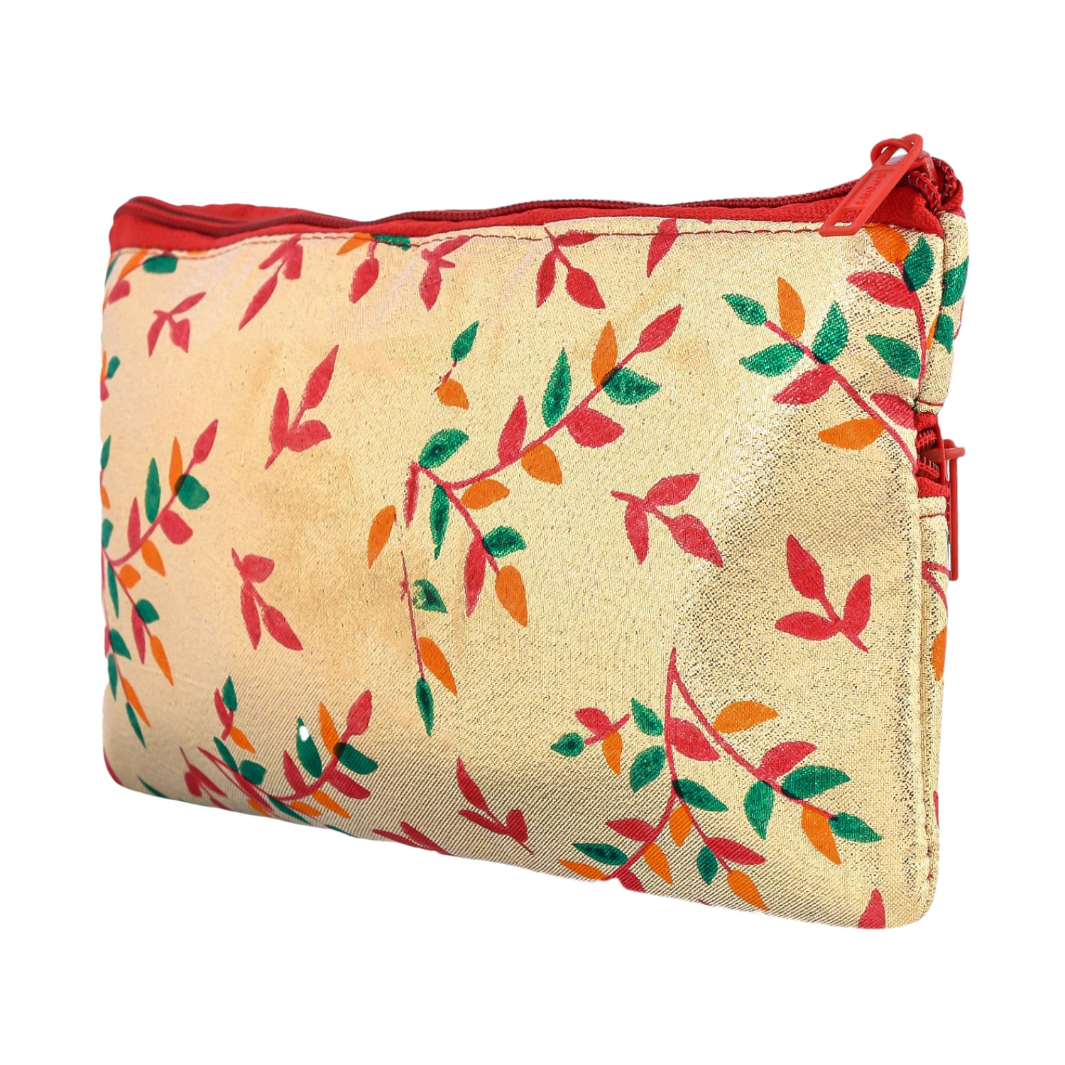 Kuber Industries Clutch Purse | Traditional Hand Purse | Silk Shagun Hand Bag | Gifts Hand Purse | Hand Wallet Clutch | Ladies Hand Purse | Shining Leaf Chain Purse |Golden