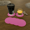 Coaster | Round Drink Coasters | Foam Tea Coasters for Kitchen | Coasters for Dining Table | Office Desk Coasters | Lining Round Coaster | 6 Piece Set | Pink