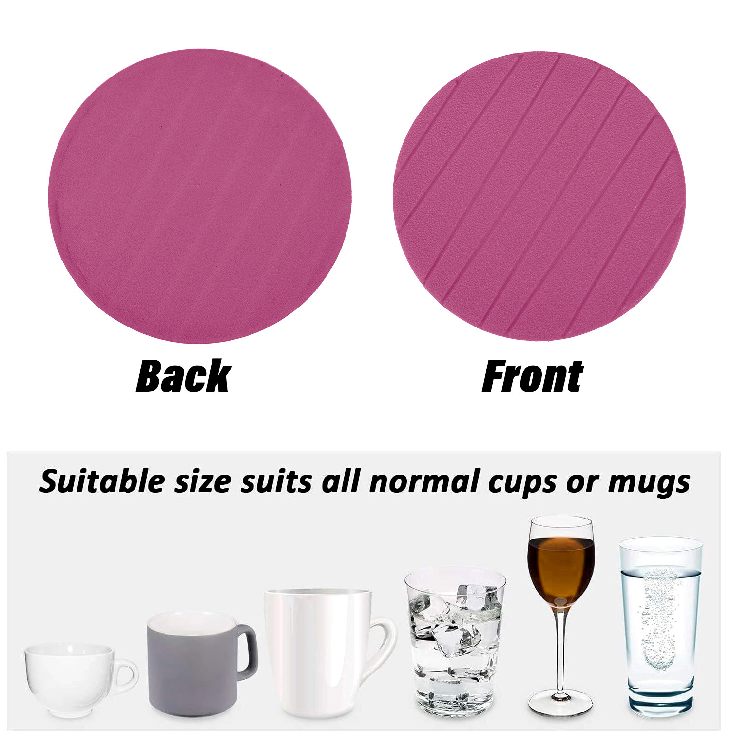 Kuber Industries Coaster  Round Drink Coasters  Foam Tea Coasters for Kitchen  Coasters for Dining Table  Office Desk Coasters  Lining Round Coaster  6 Piece Set  Pink
