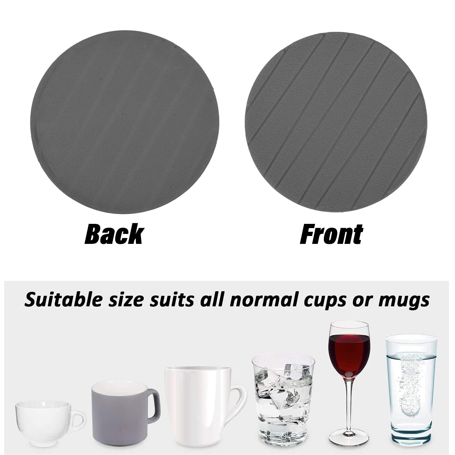 Kuber Industries Coaster  Round Drink Coasters  Foam Tea Coasters for Kitchen  Coasters for Dining Table  Office Desk Coasters  Lining Round Coaster  6 Piece Set  Gray