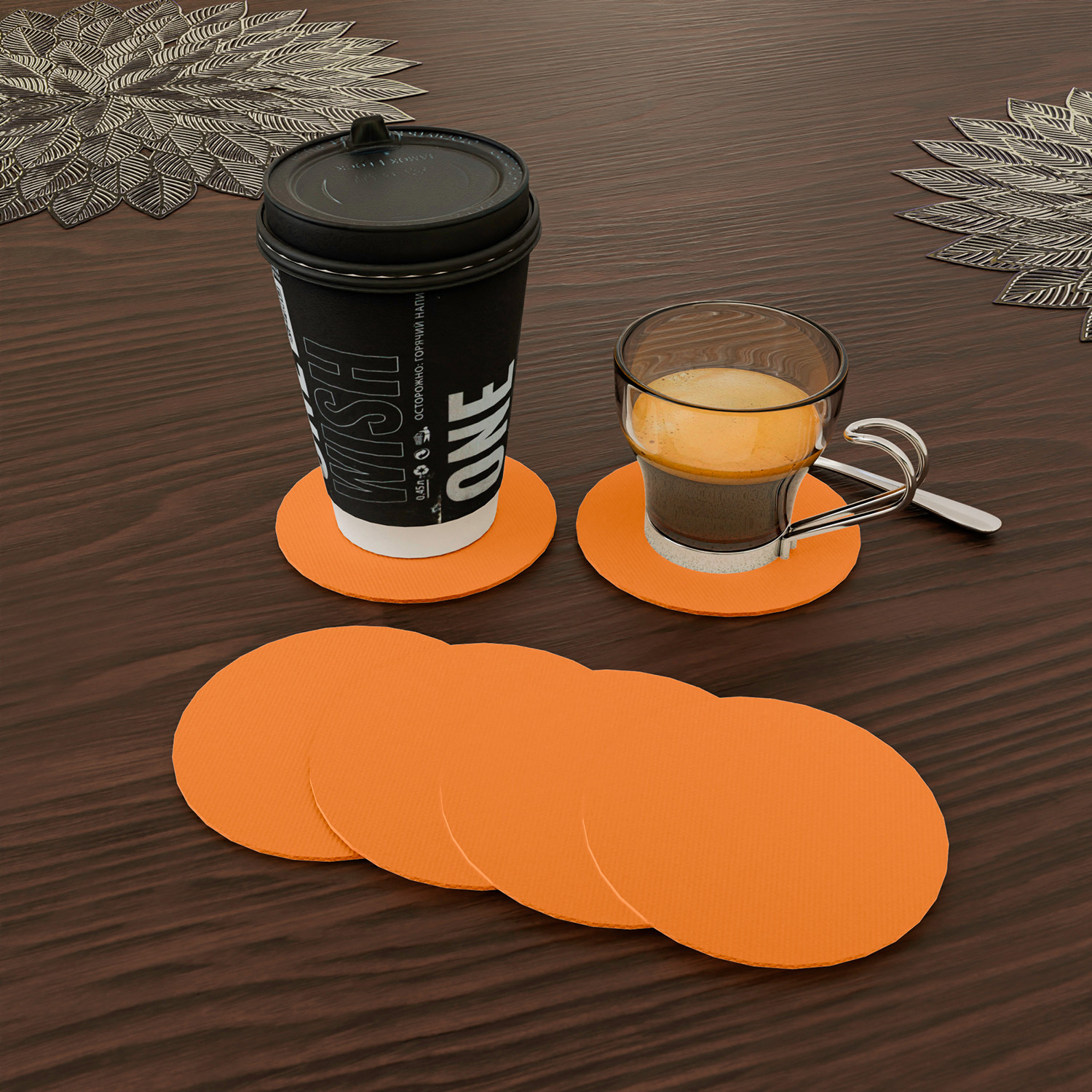 Kuber Industries Coaster | Round Drink Coasters | Foam Tea Coasters for Kitchen | Coasters for Dining Table | Office Desk Coasters | Lining Round Coaster |Orange
