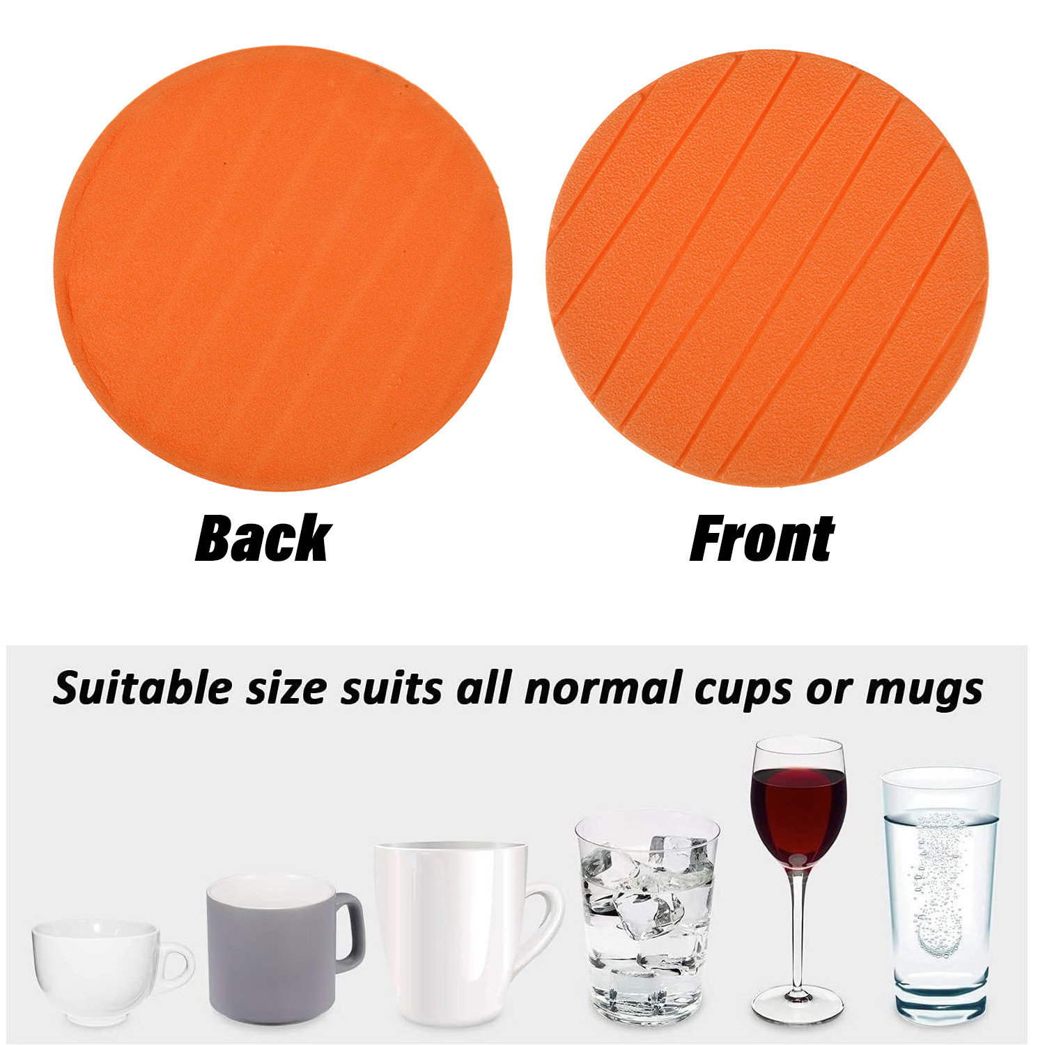 Kuber Industries Coaster | Round Drink Coasters | Foam Tea Coasters for Kitchen | Coasters for Dining Table | Office Desk Coasters | Lining Round Coaster |Orange