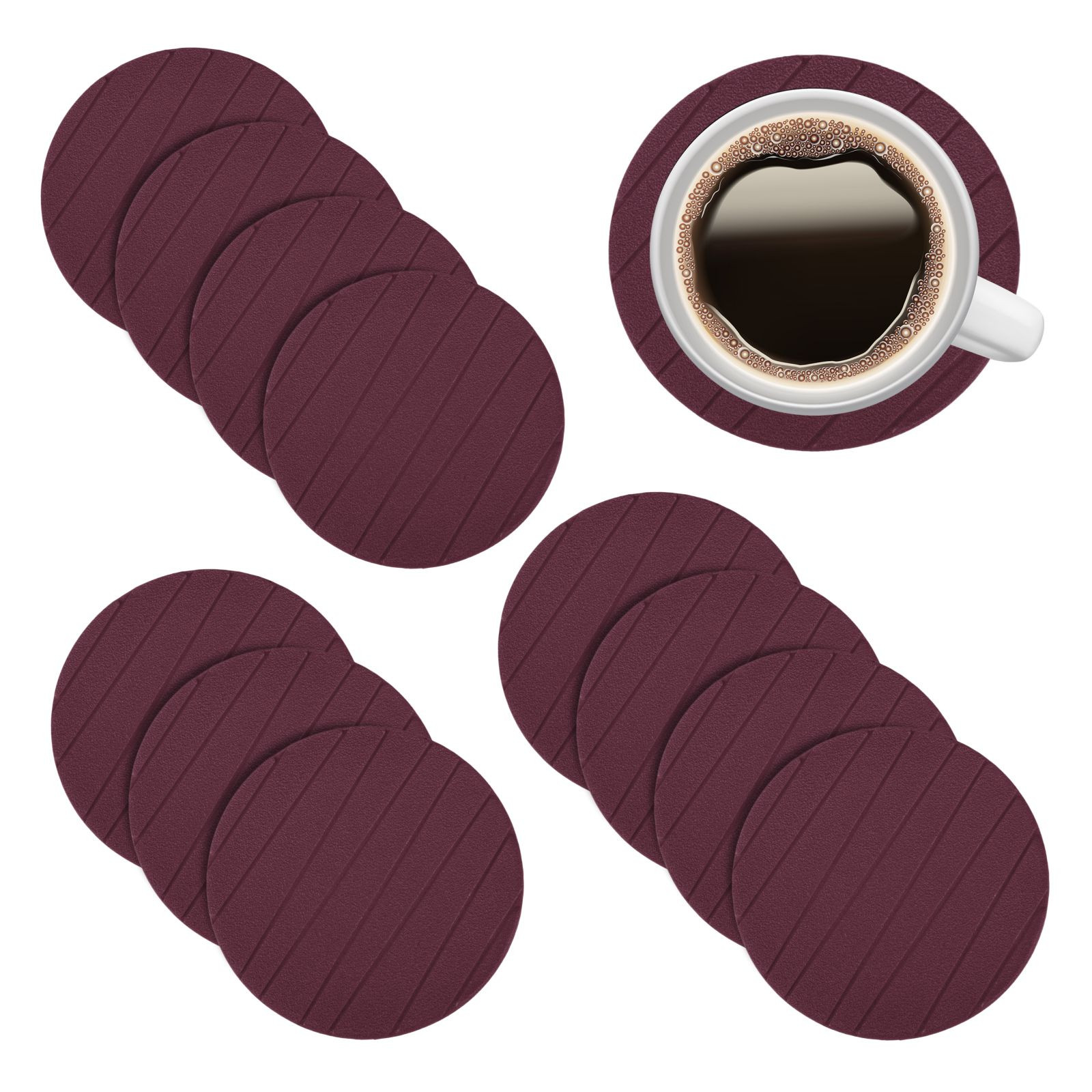 Kuber Industries Coaster | Tea Coasters for office Table | Foam Tea Coasters for Kitchen | Coasters for Dining Table | Office Desk Coasters | Round Lining-Design Coaster |Purple