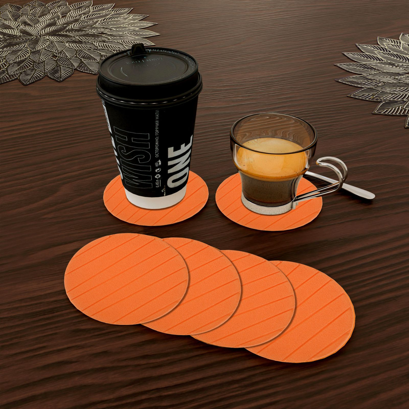 Kuber Industries Coaster | Tea Coasters for office Table | Foam Tea Coasters for Kitchen | Coasters for Dining Table | Office Desk Coasters | Round Lining-Design Coaster | 12 Piece Set | Multicolor