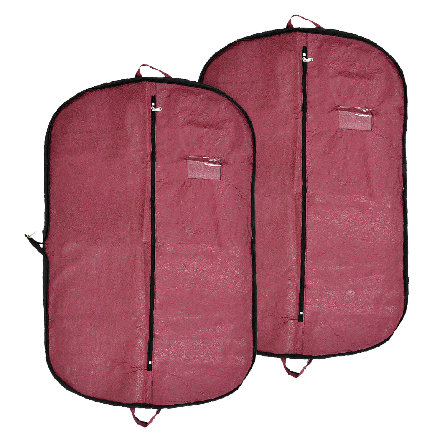 Kuber Industries Coat Cover | Foldable Coat Cover | Embossed Blazar Cover | Non-Woven Wardrobe Organizer | Transparent Window Coat Cover | Maroon
