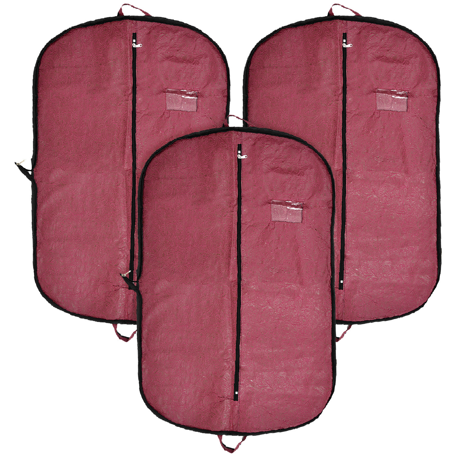 Kuber Industries Coat Cover | Foldable Coat Cover | Embossed Blazar Cover | Non-Woven Wardrobe Organizer | Transparent Window Coat Cover | Maroon