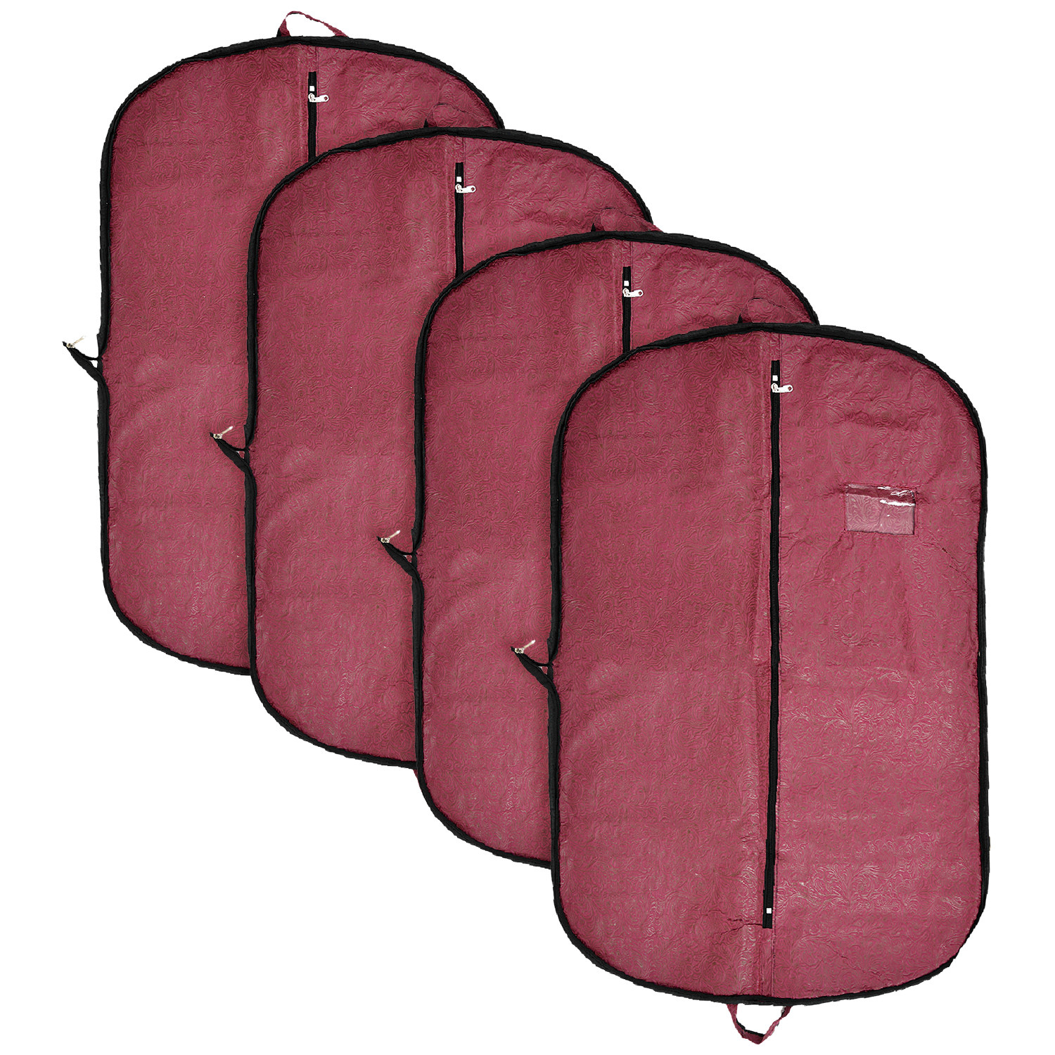 Kuber Industries Coat Cover | Foldable Coat Cover | Embossed Blazar Cover | Non-Woven Wardrobe Organizer | Transparent Window Coat Cover | Maroon