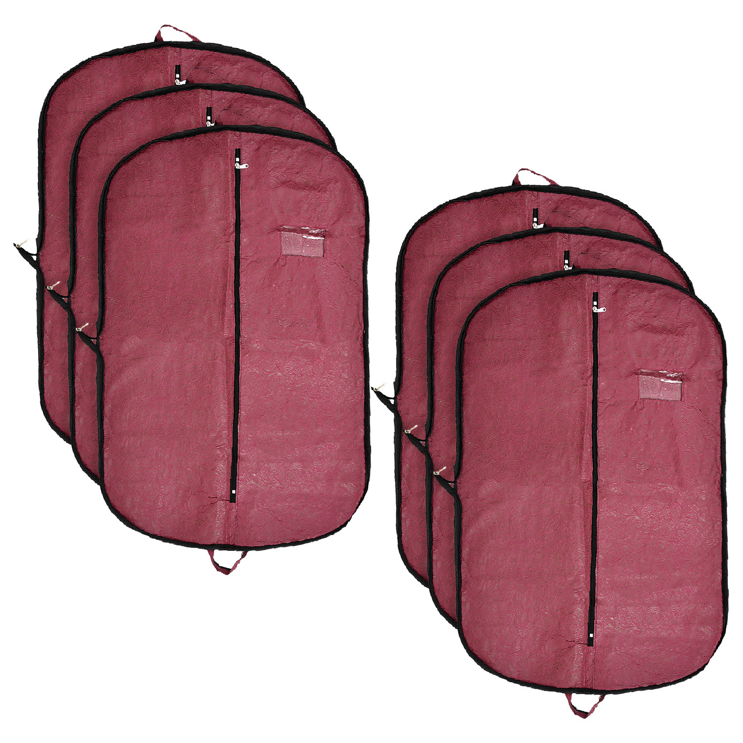 Kuber Industries Coat Cover | Foldable Coat Cover | Embossed Blazar Cover | Non-Woven Wardrobe Organizer | Transparent Window Coat Cover | Maroon