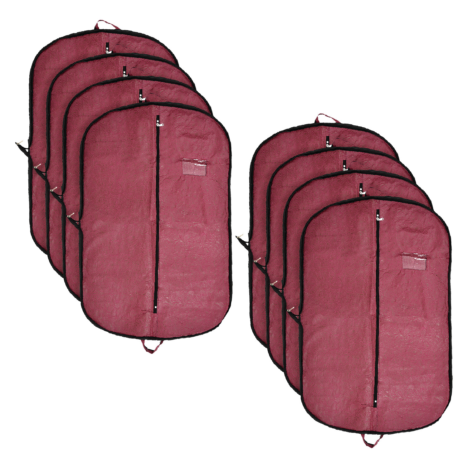 Kuber Industries Coat Cover | Foldable Coat Cover | Embossed Blazar Cover | Non-Woven Wardrobe Organizer | Transparent Window Coat Cover | Maroon