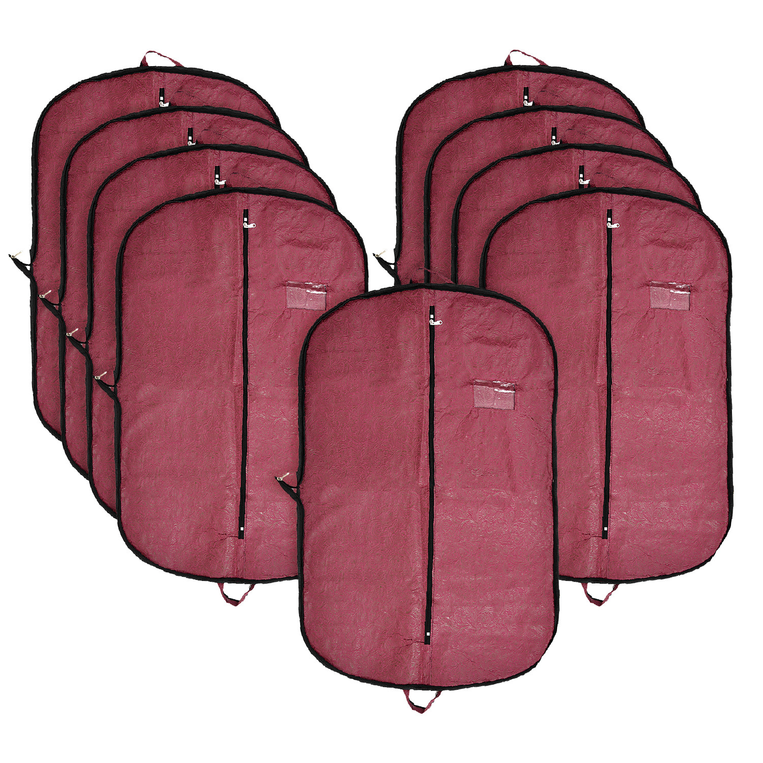 Kuber Industries Coat Cover | Foldable Coat Cover | Embossed Blazar Cover | Non-Woven Wardrobe Organizer | Transparent Window Coat Cover | Maroon