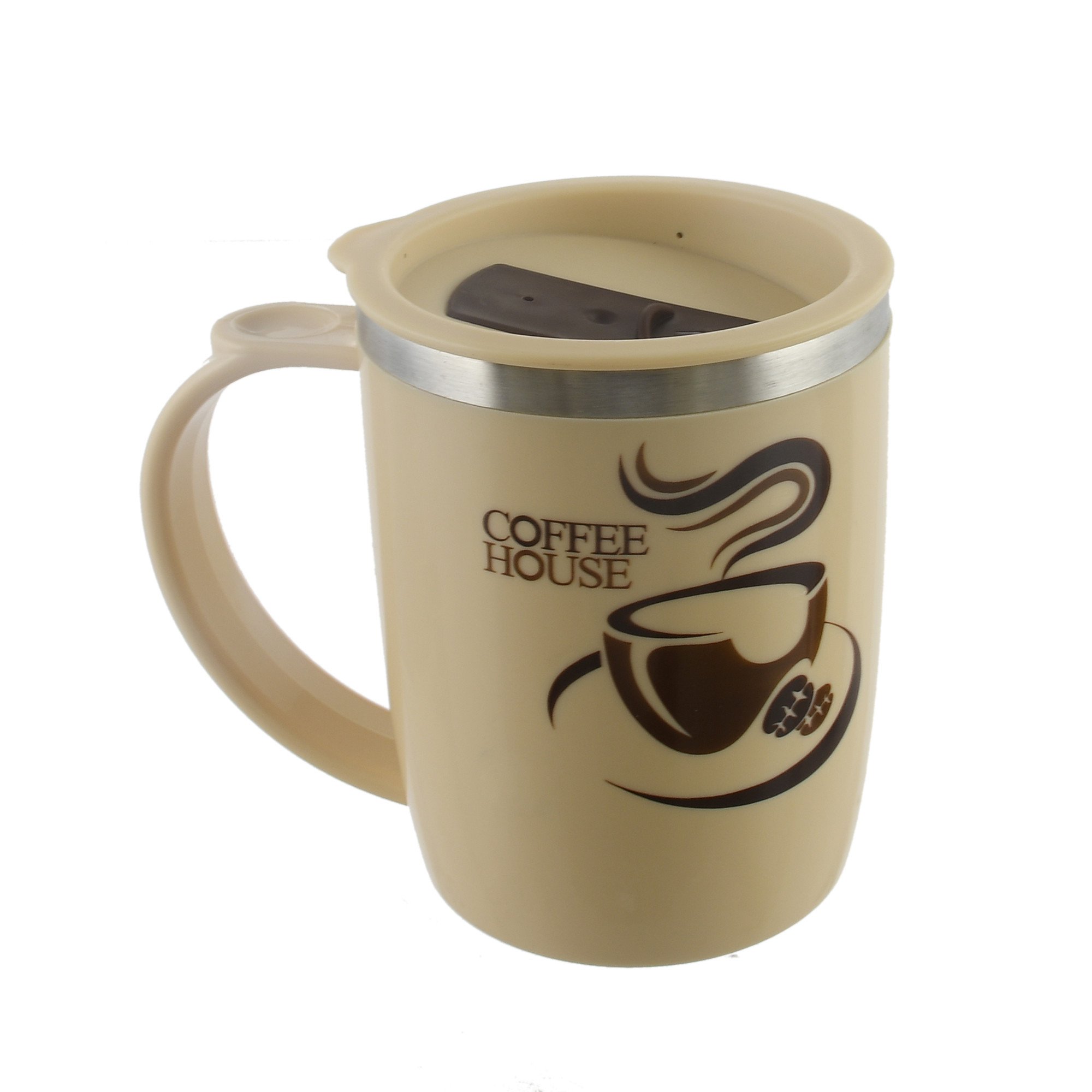 Kuber Industries Coffee House Unicorn Tea Coffee Time Unbreakable hot Insulated Double Wall Stainless Steel Travel Mug With Sipper Lid (Cream)