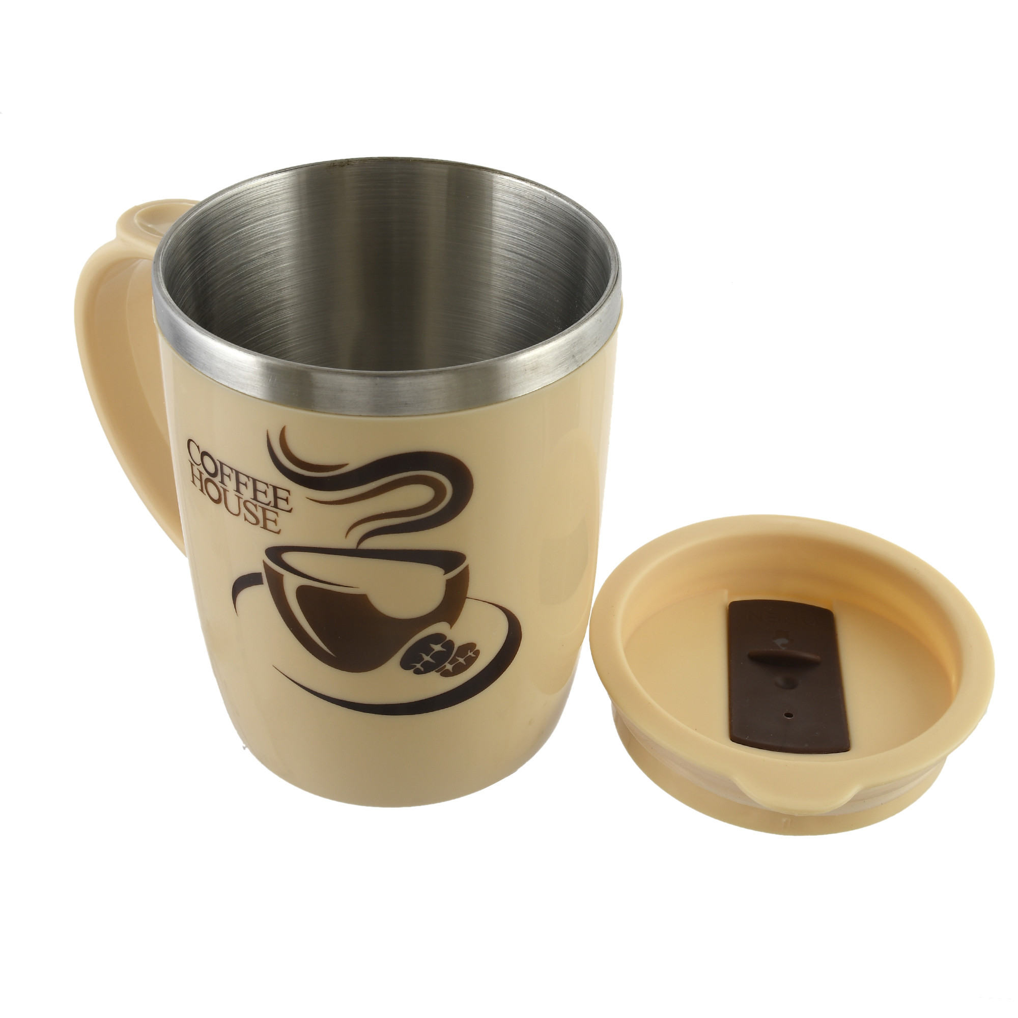 Kuber Industries Coffee House Unicorn Tea Coffee Time Unbreakable hot Insulated Double Wall Stainless Steel Travel Mug With Sipper Lid (Cream)