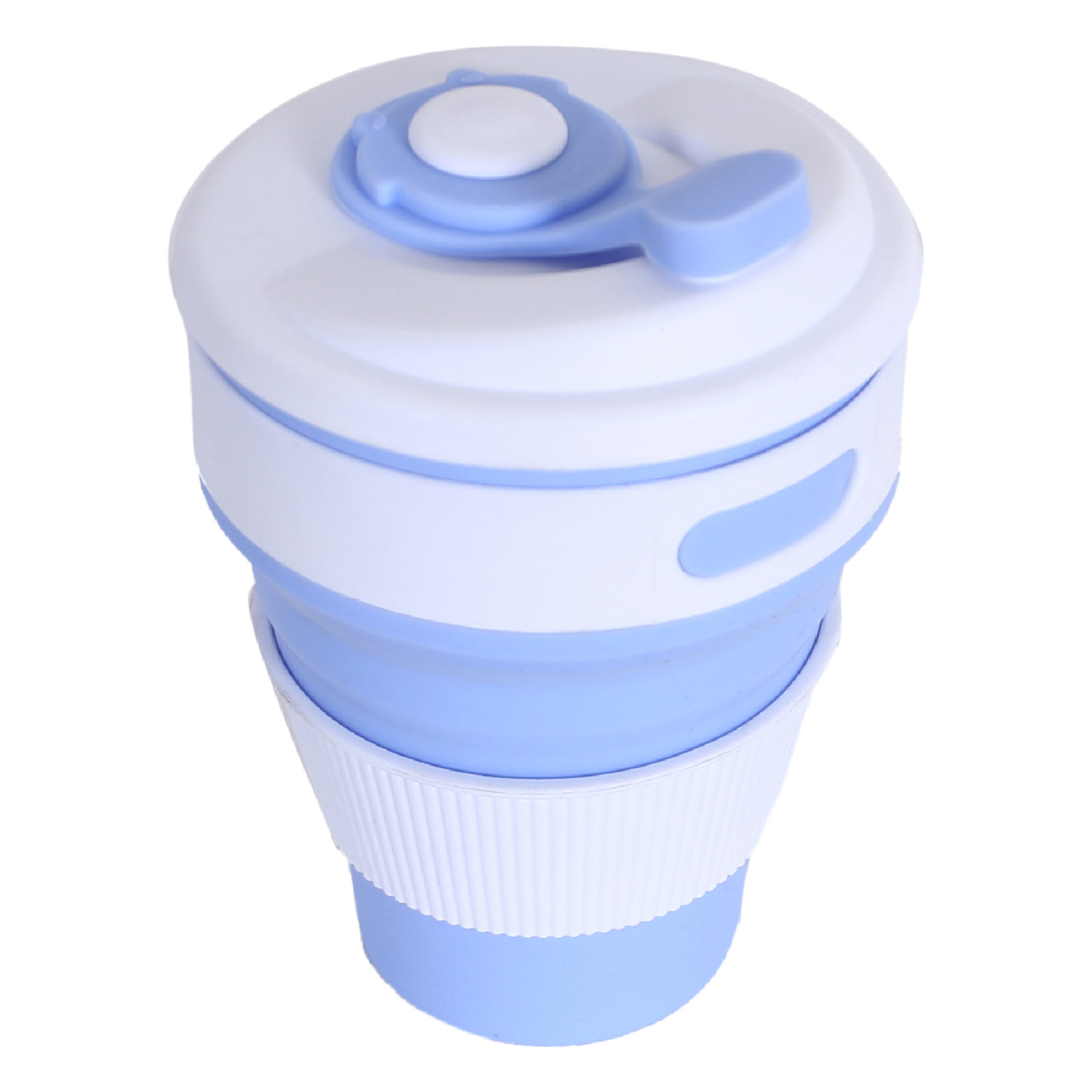 Kuber Industries Collapsible Coffee Cup|Silicone Portable Travel Coffee Mug|Camping Cup with Lid for Travel,Hiking Outdoors,350 ML,(Sky Blue)