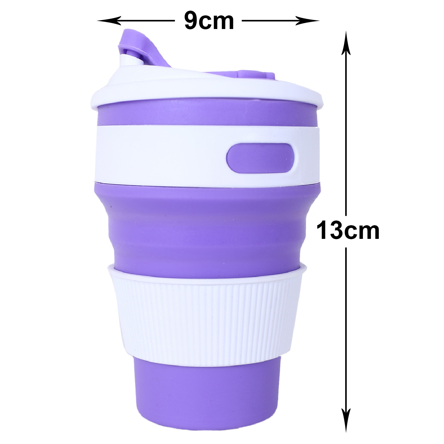 Kuber Industries Collapsible Coffee Cup|Silicone Portable Travel Coffee Mug|Camping Cup with Lid for Travel,Hiking Outdoors,350 ML,(Purple)